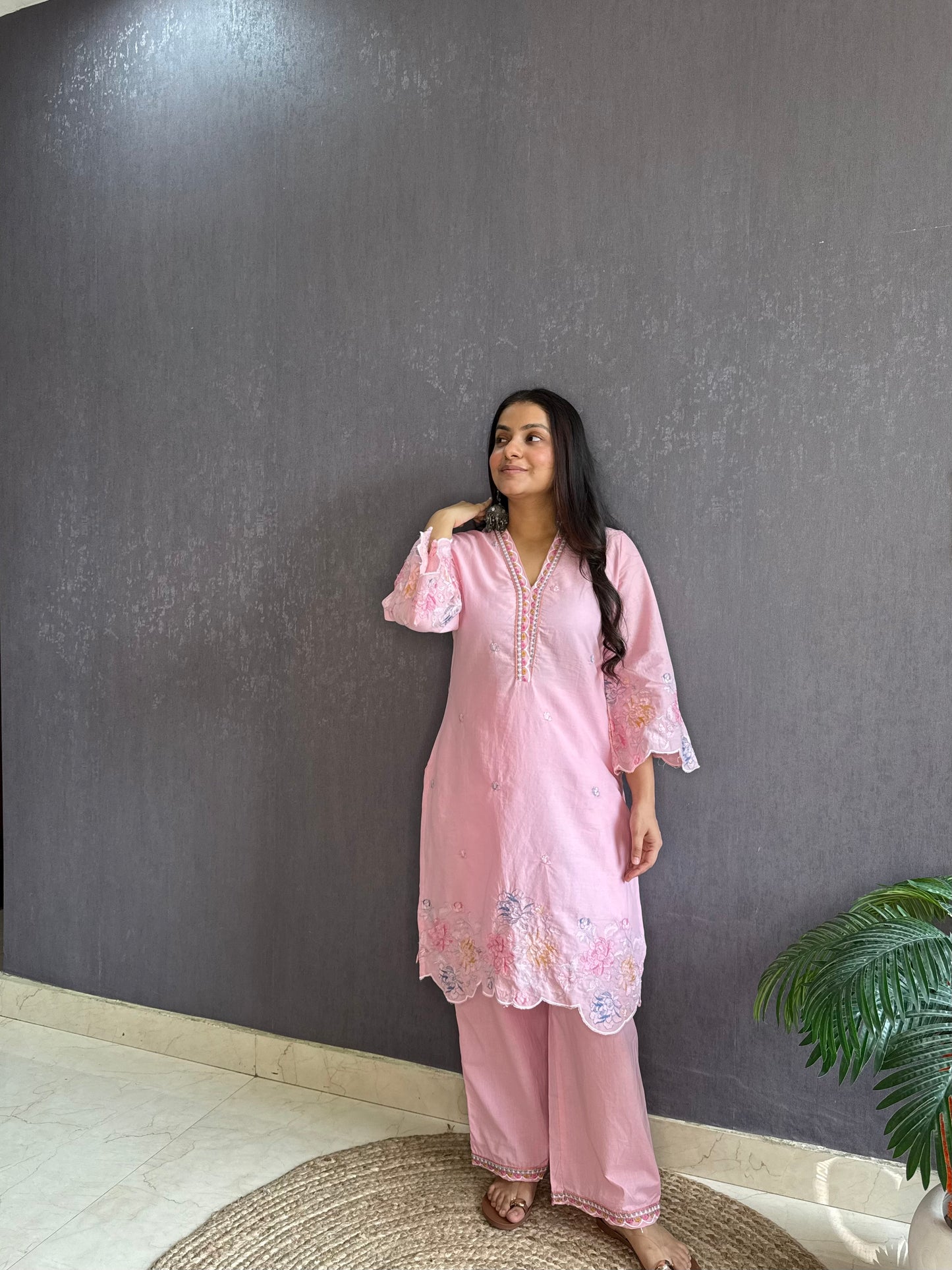 Premium cotton cutwork Coord set