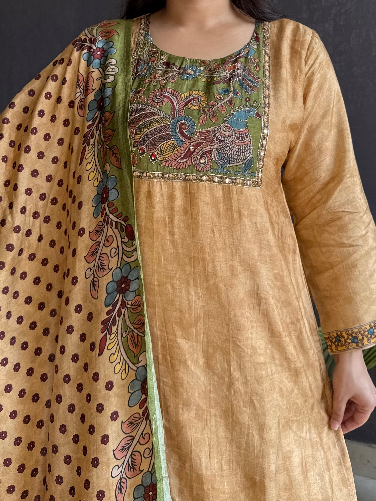 Tussar kalamkari suit set