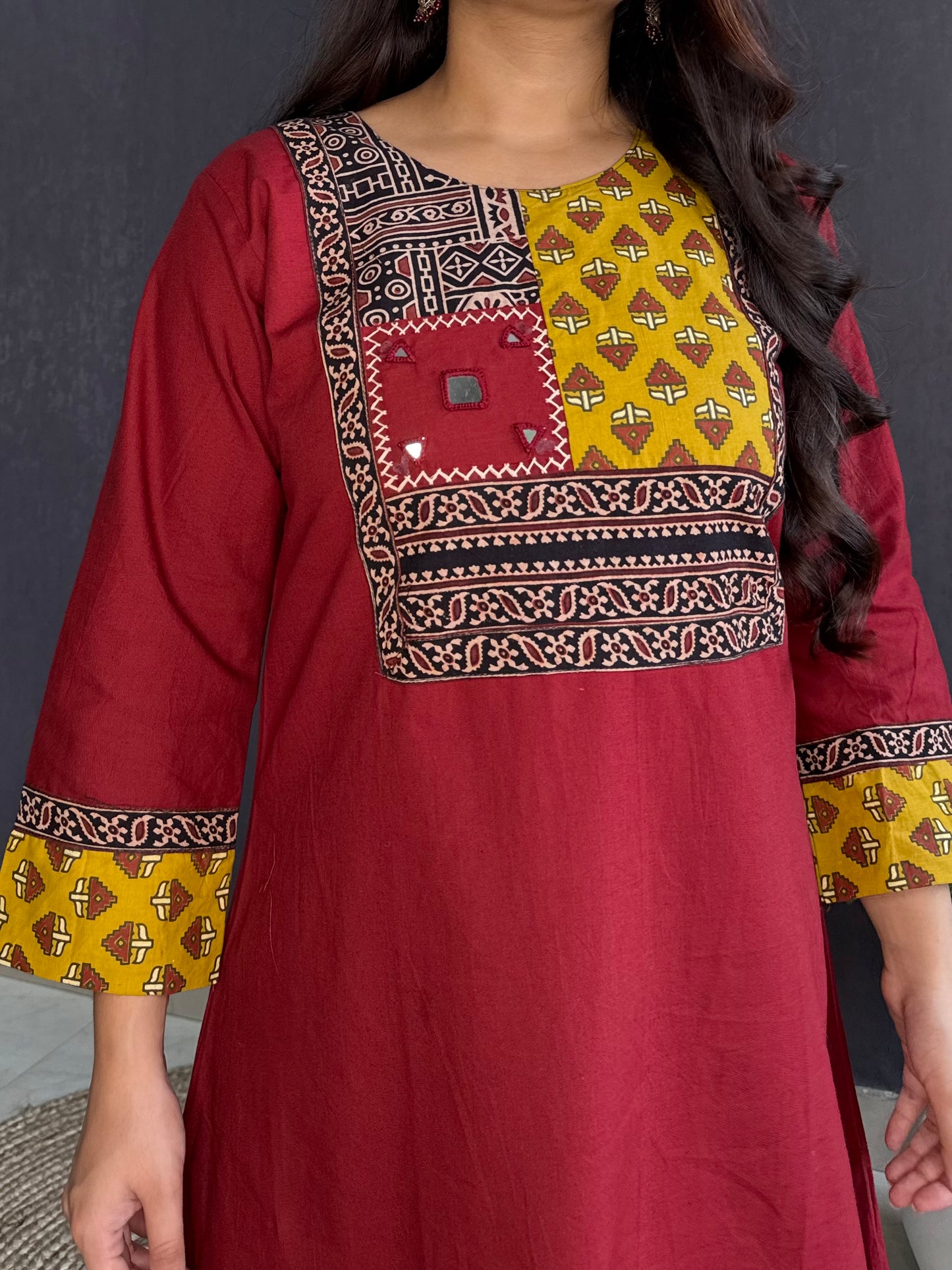 Mirror ajrakh A line suit set