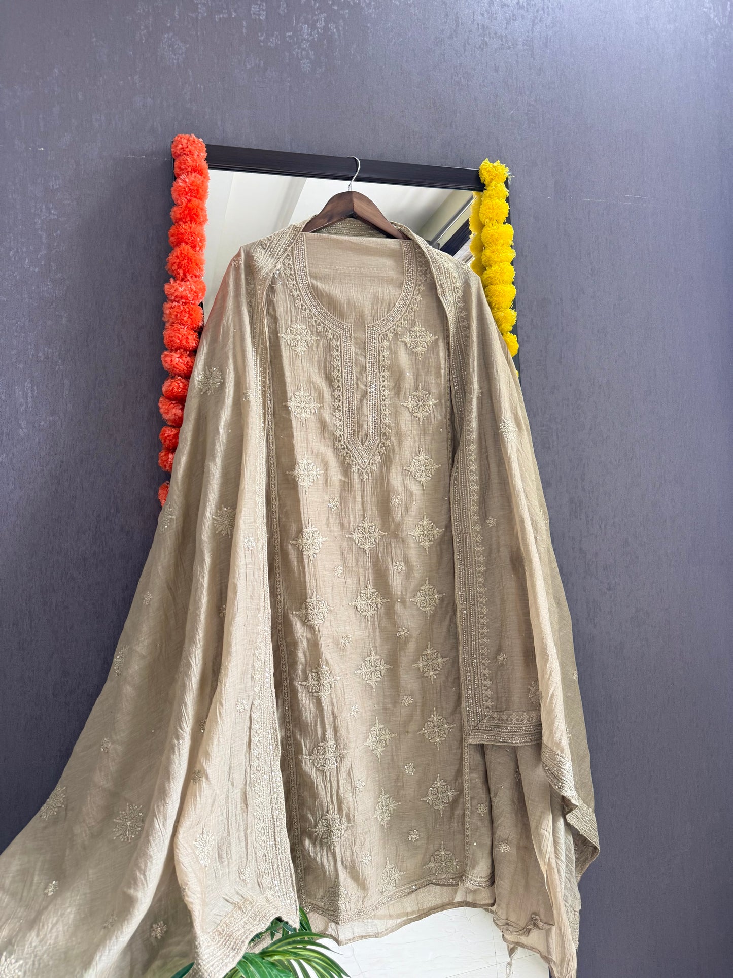 Luxurious Mul chanderi lucknowi handwork suit