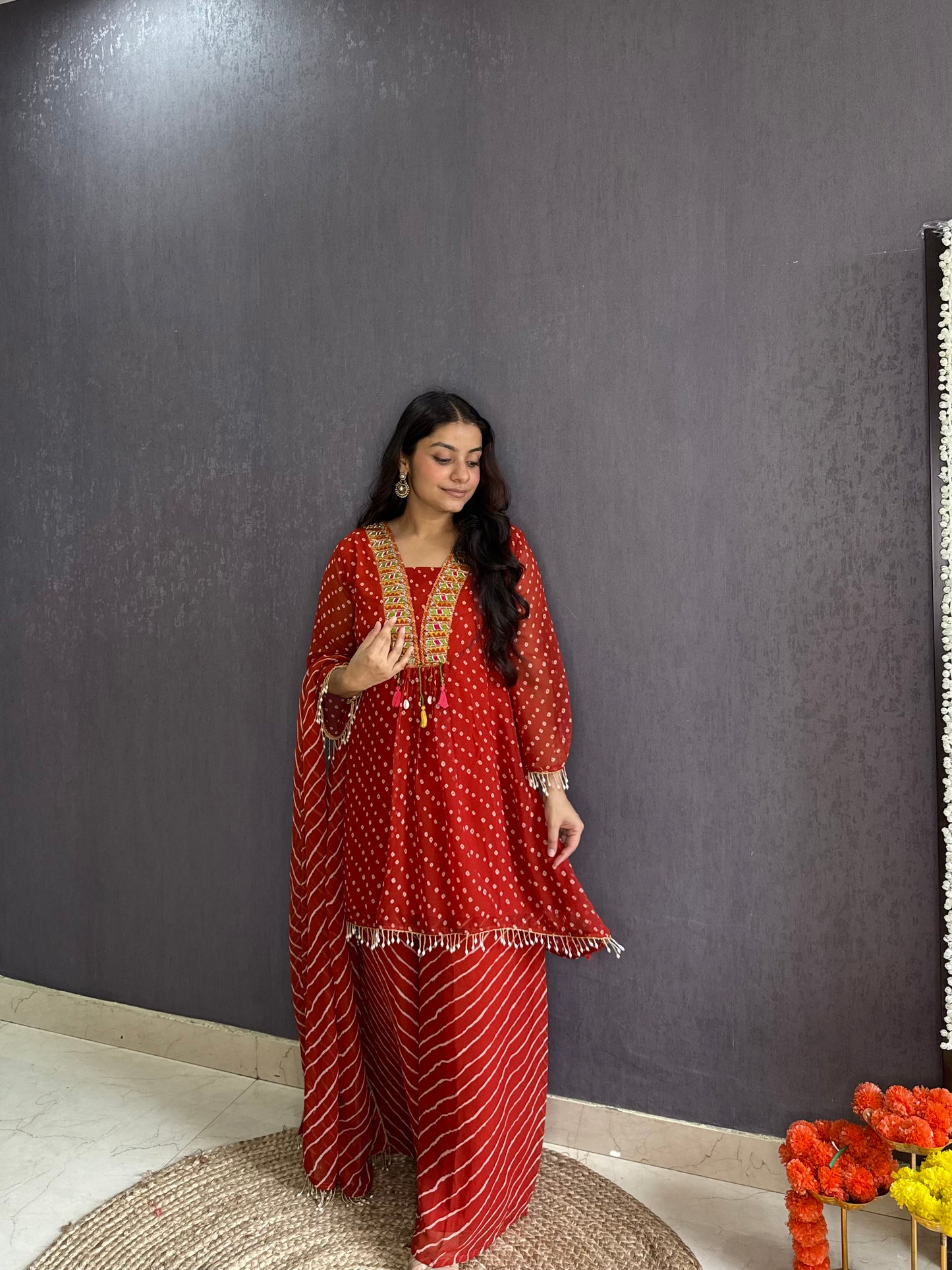 Handwork Bandhani Sharara suit
