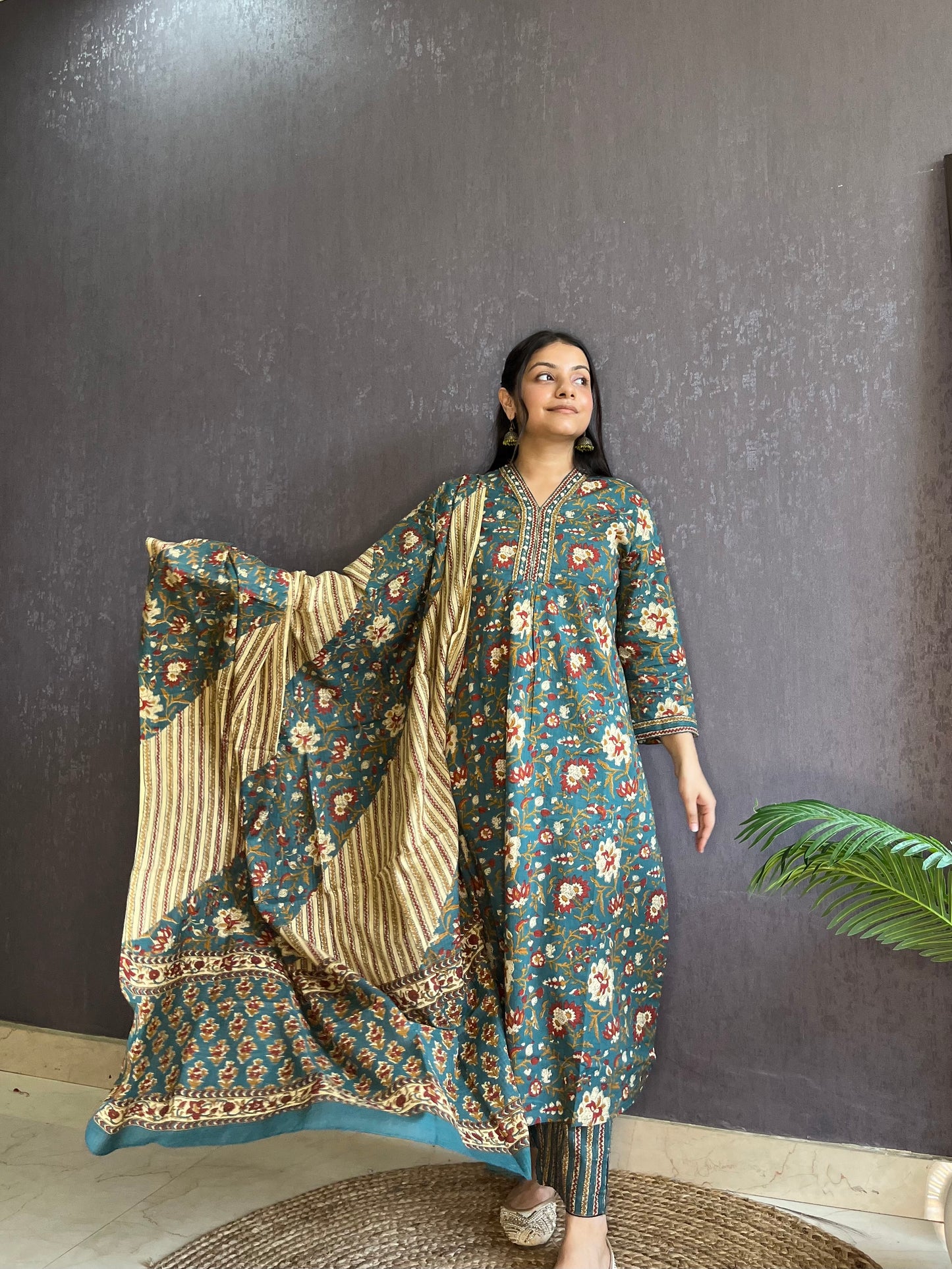 Mulmul cotton printed suit