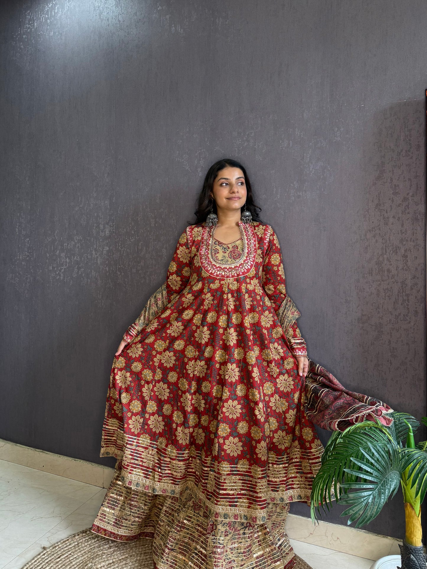 Pure cotton gota double Anarkali