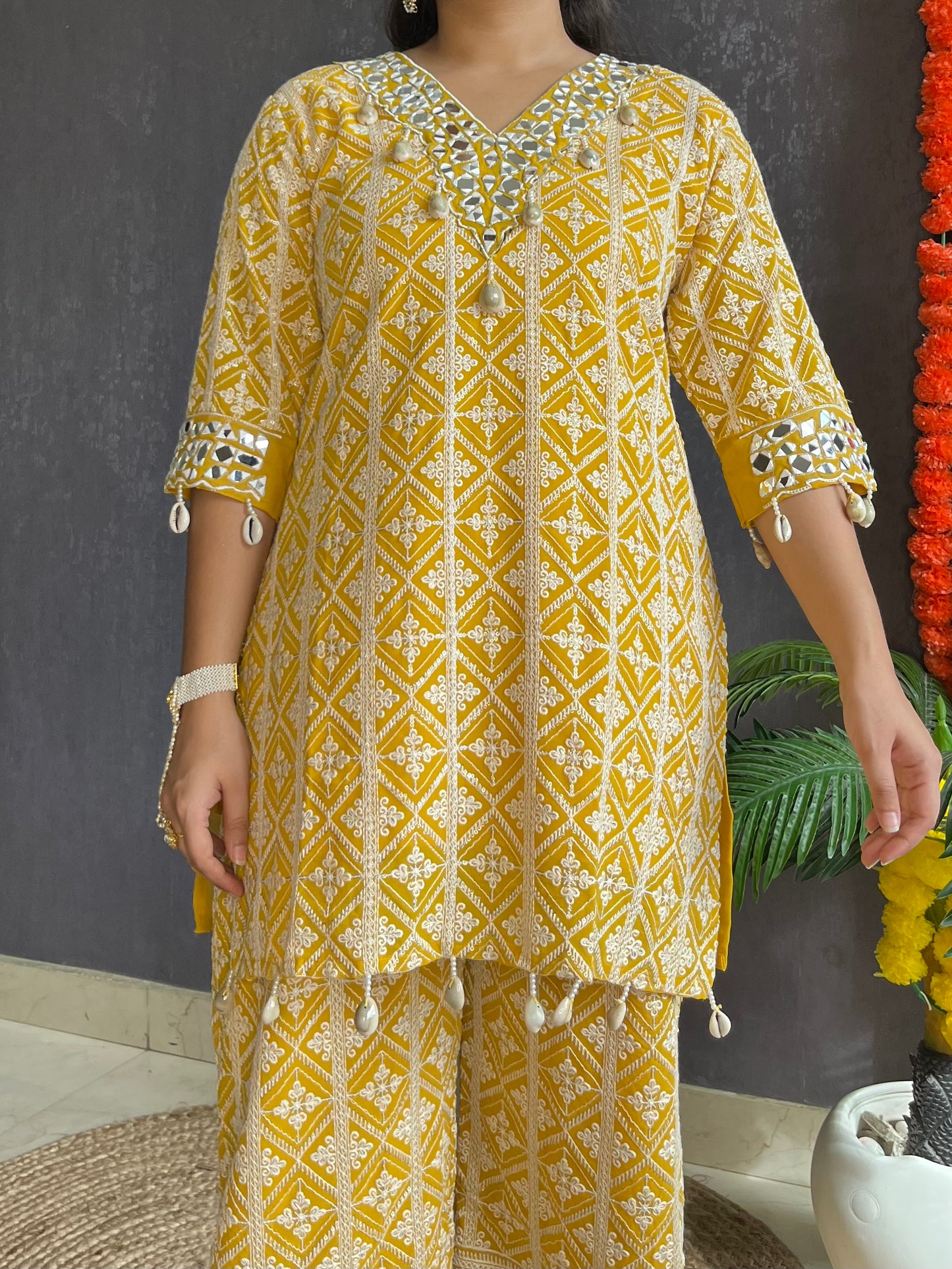 Lucknowi mirrorwork festive Coord set