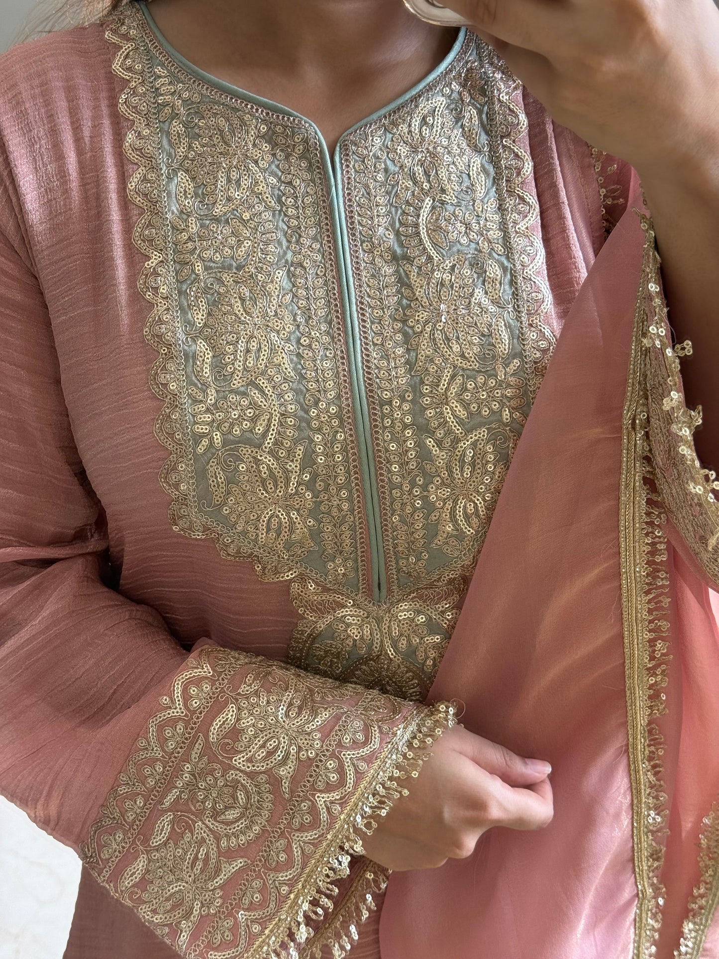 Luxurious crush tissue aari work set