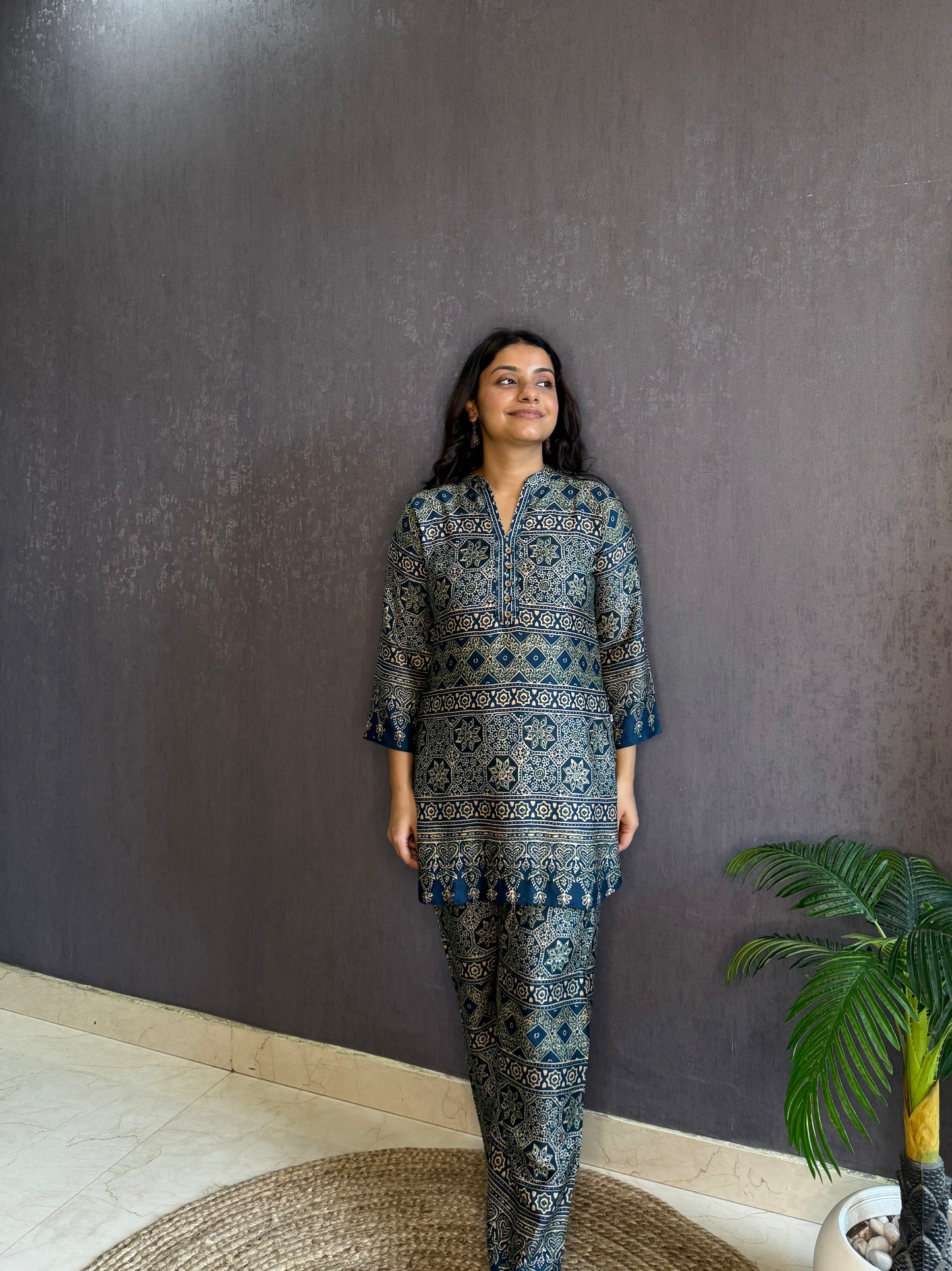 Modal cotton Ajrakh Coord set