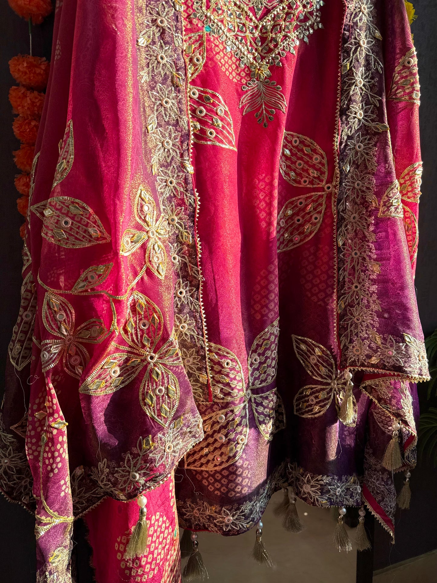 Luxurious Bhandej ombré gotapatti suits