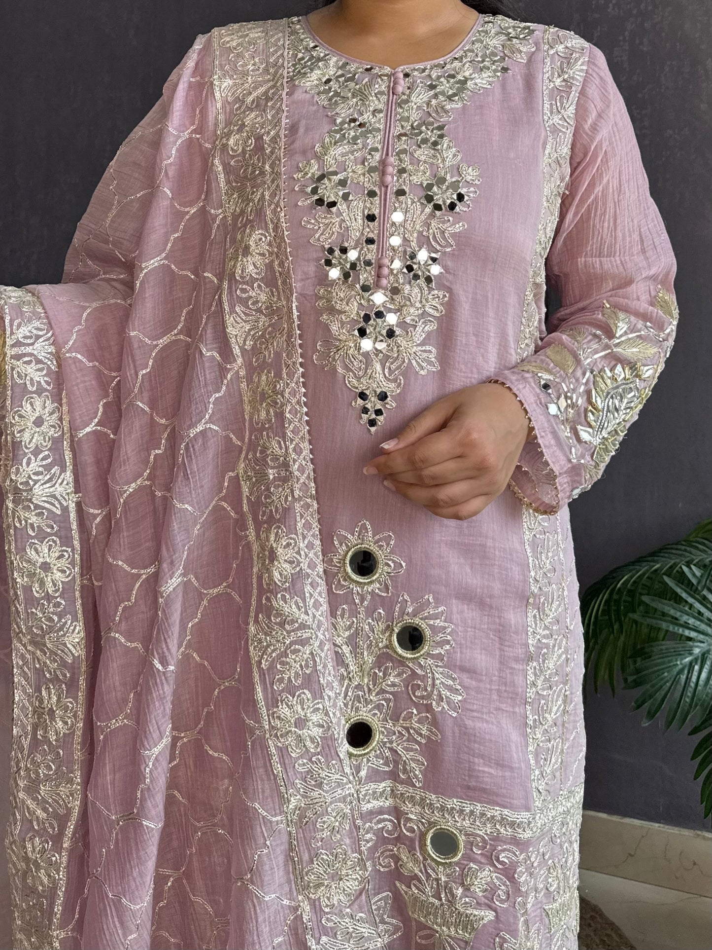 Luxurious mul cotton gotapatti sharara set