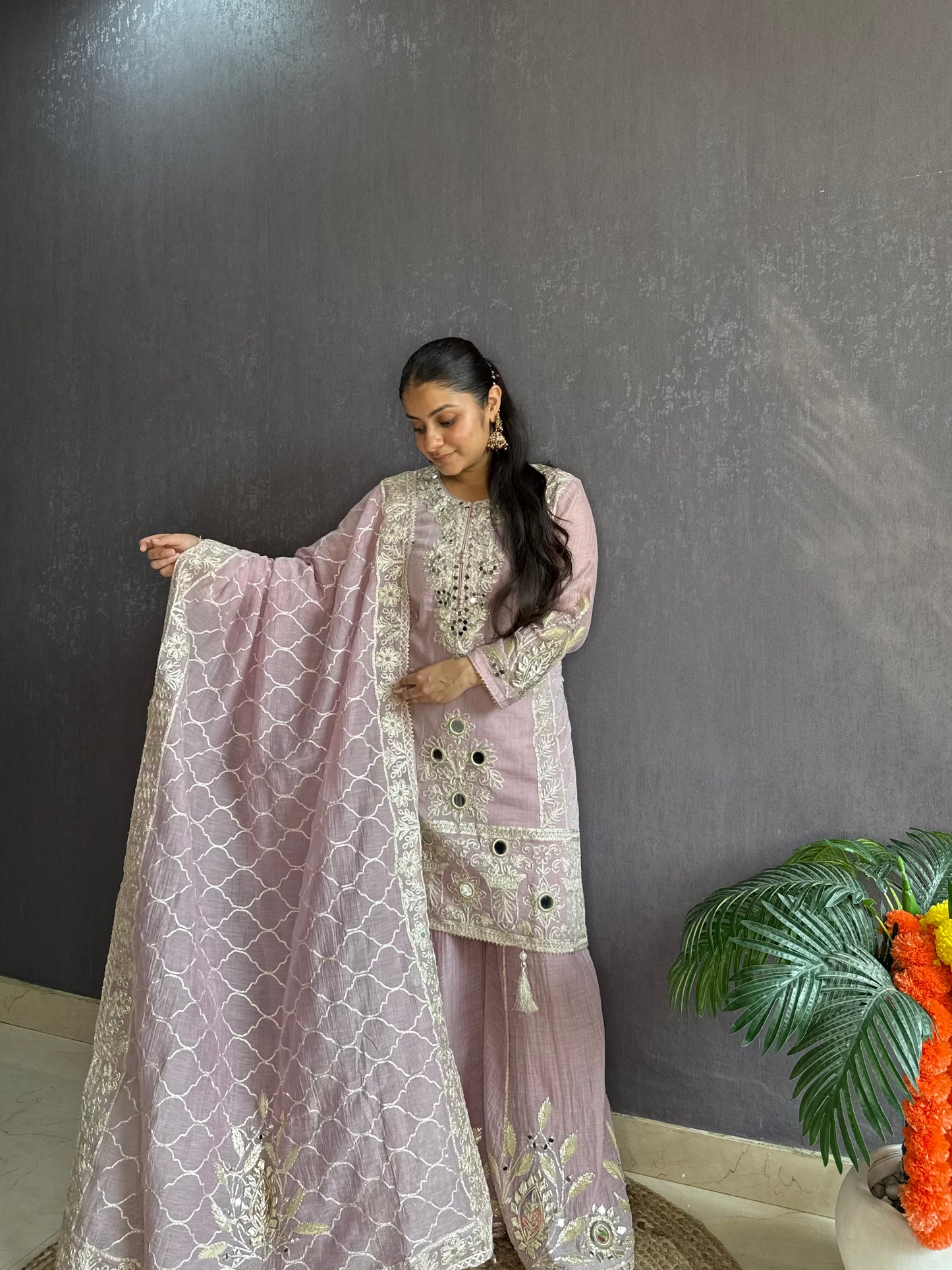 Luxurious mul cotton gotapatti sharara set