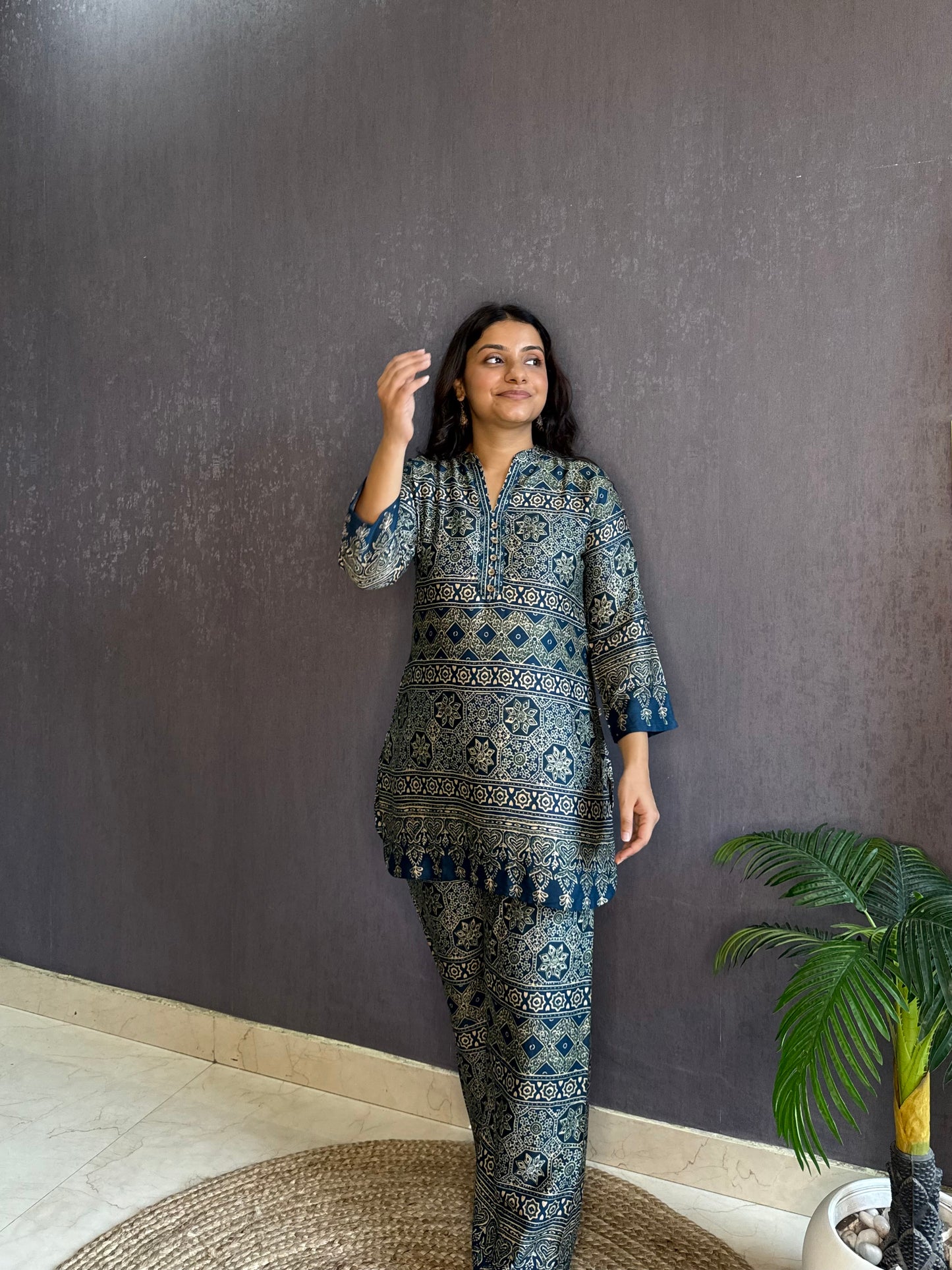Modal cotton Ajrakh Coord set