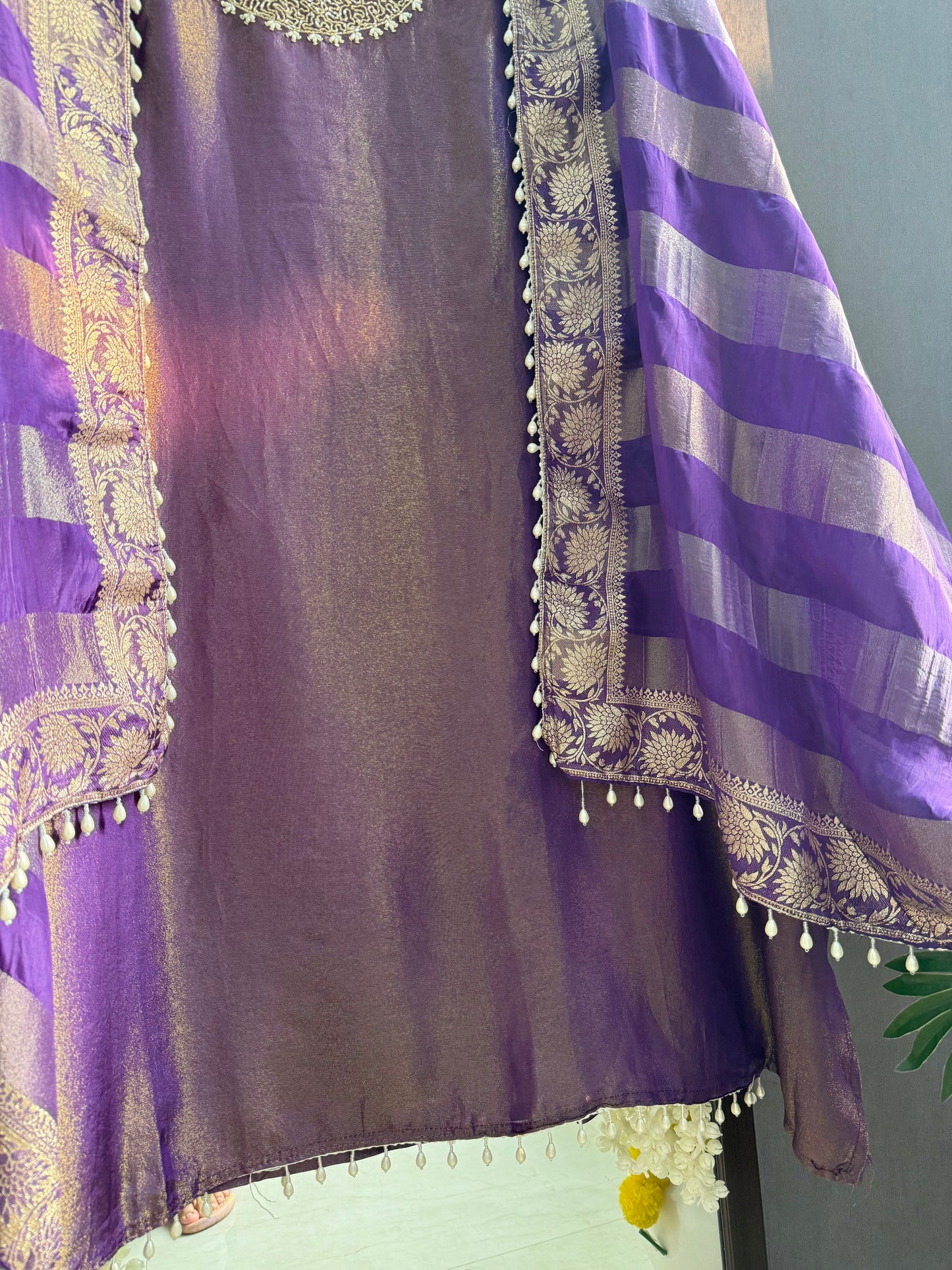 Tissue silk benarsi handwork suit