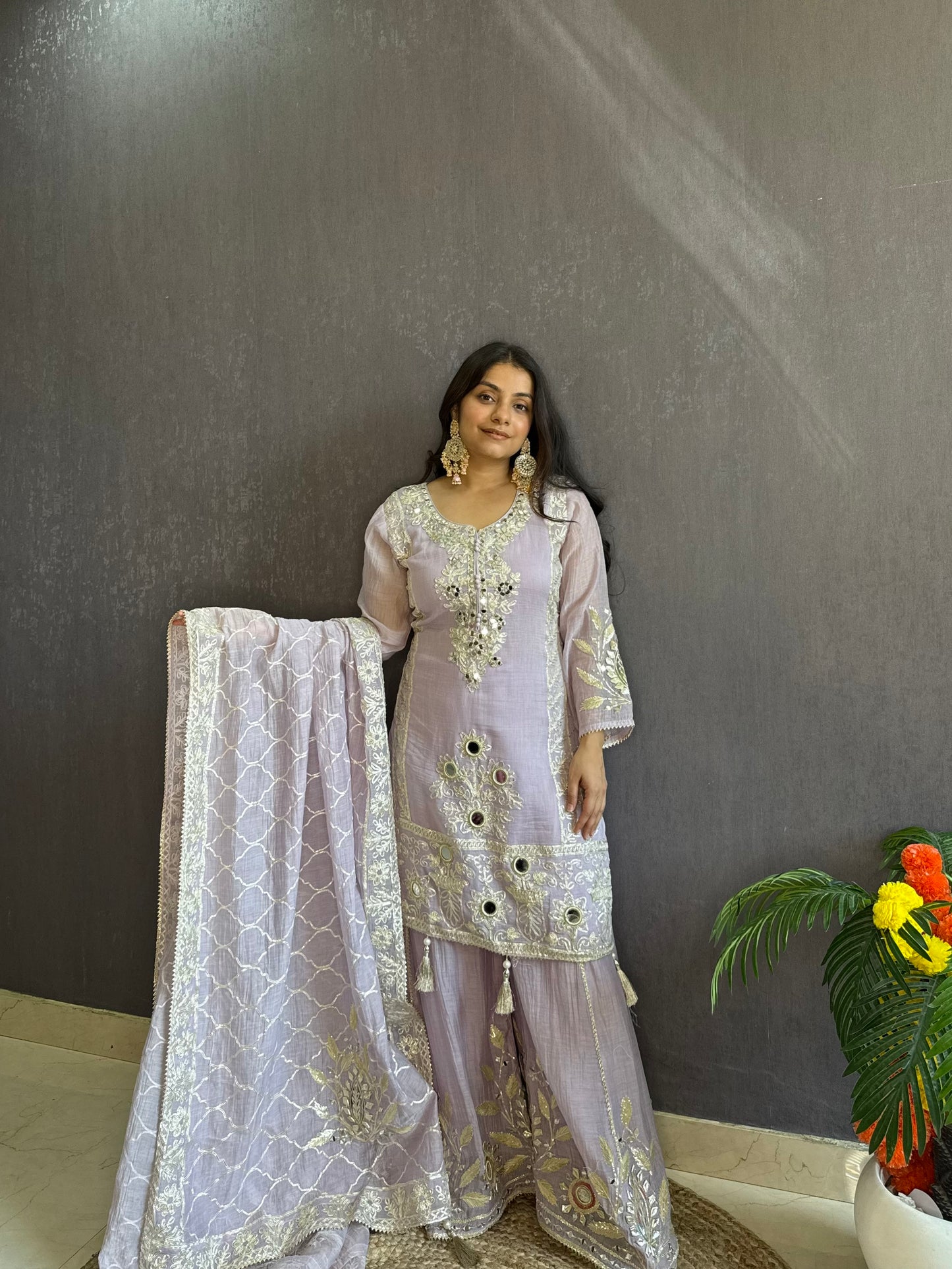 Luxurious mul cotton gotapatti sharara set