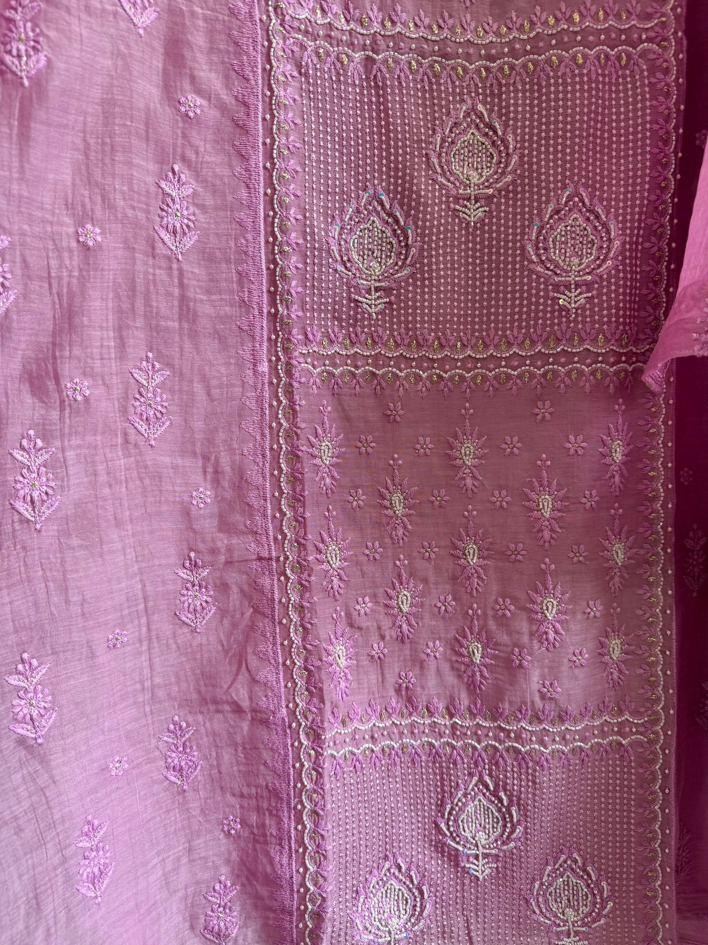 Luxurious Mul chanderi lucknowi handwork suit