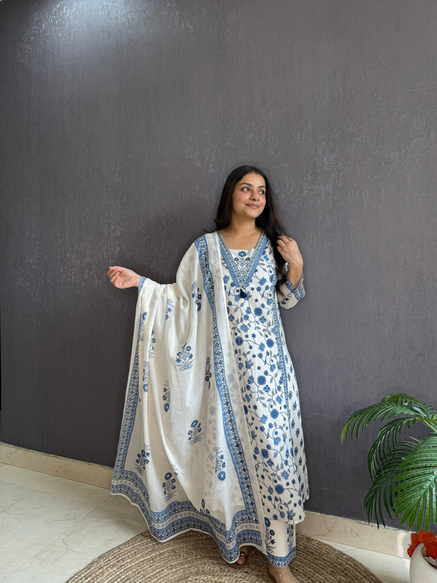 Pure cotton sunflower A line suit set