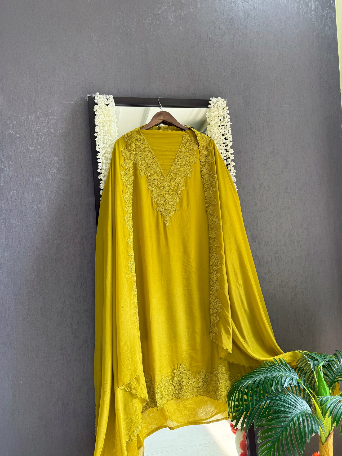 Luxurious aari work organza suit