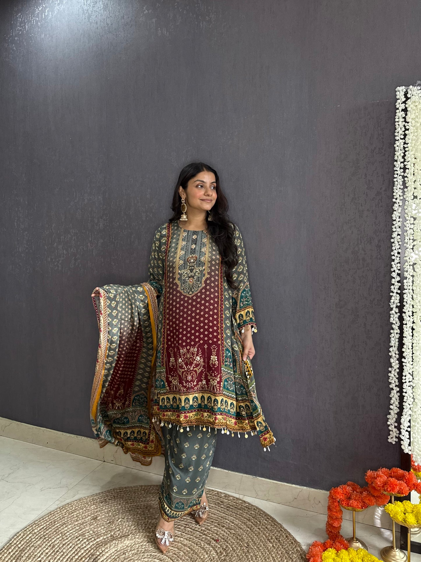 Digitally printed high low Suit