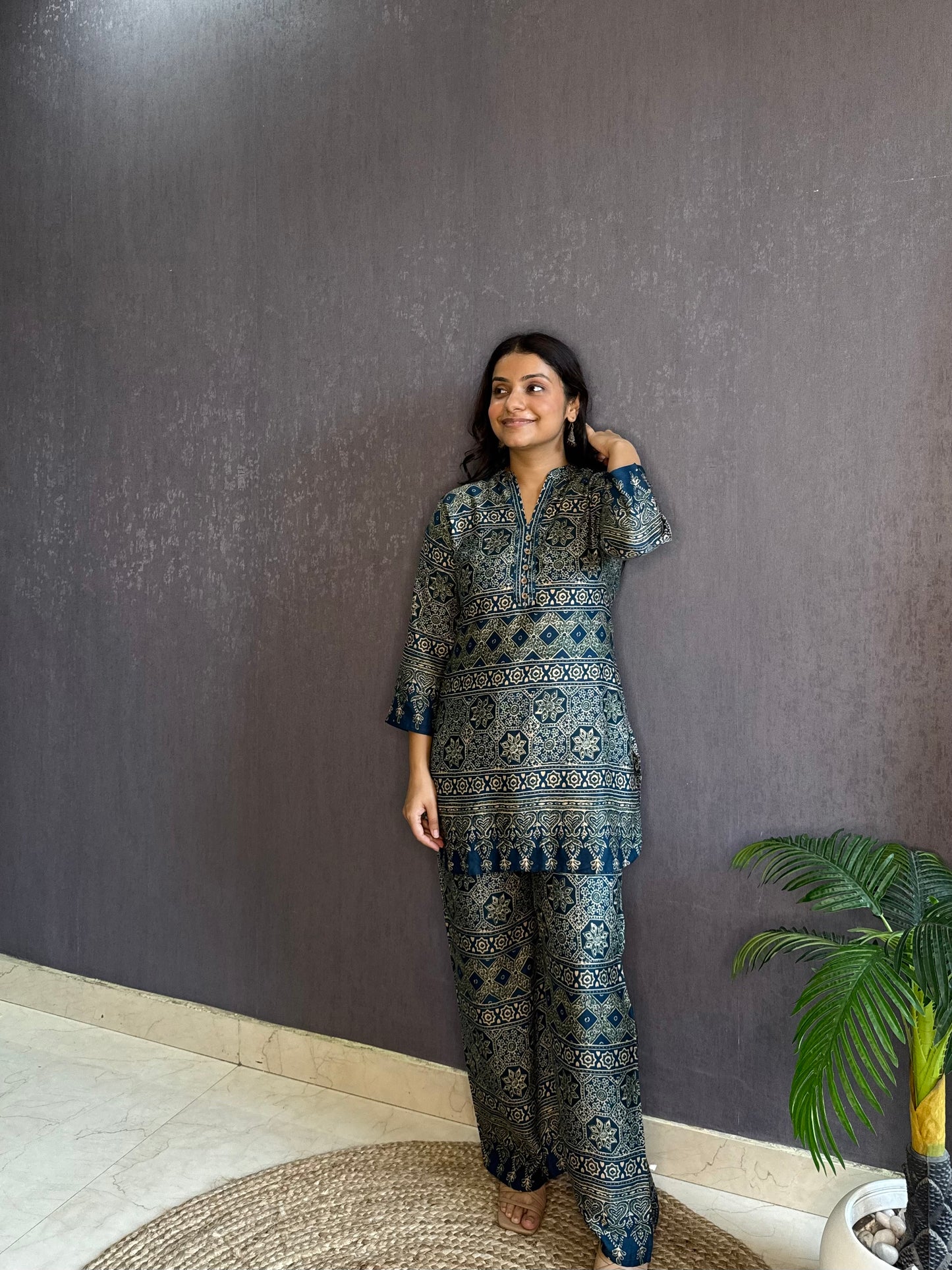 Modal cotton Ajrakh Coord set