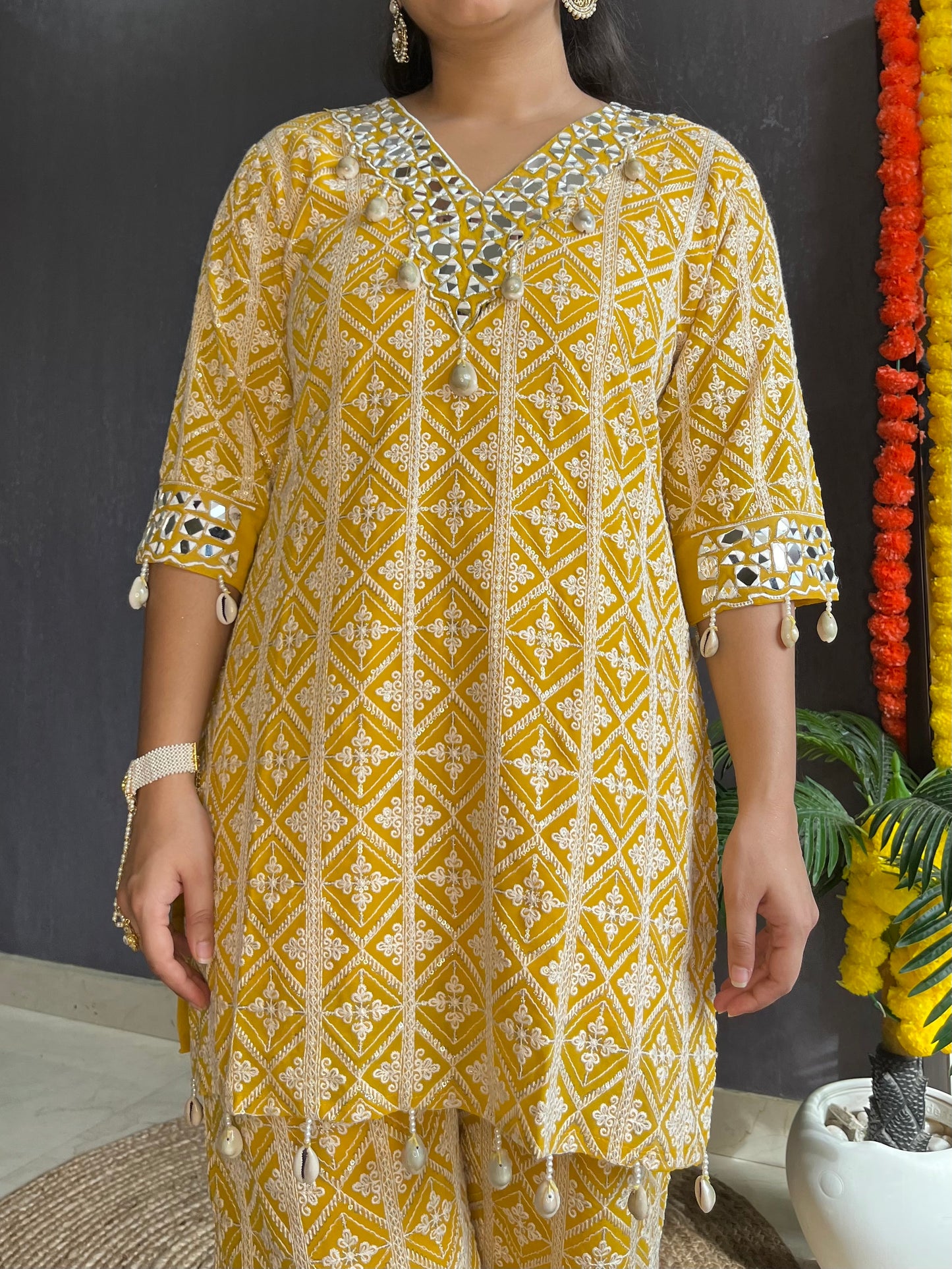 Lucknowi mirrorwork festive Coord set