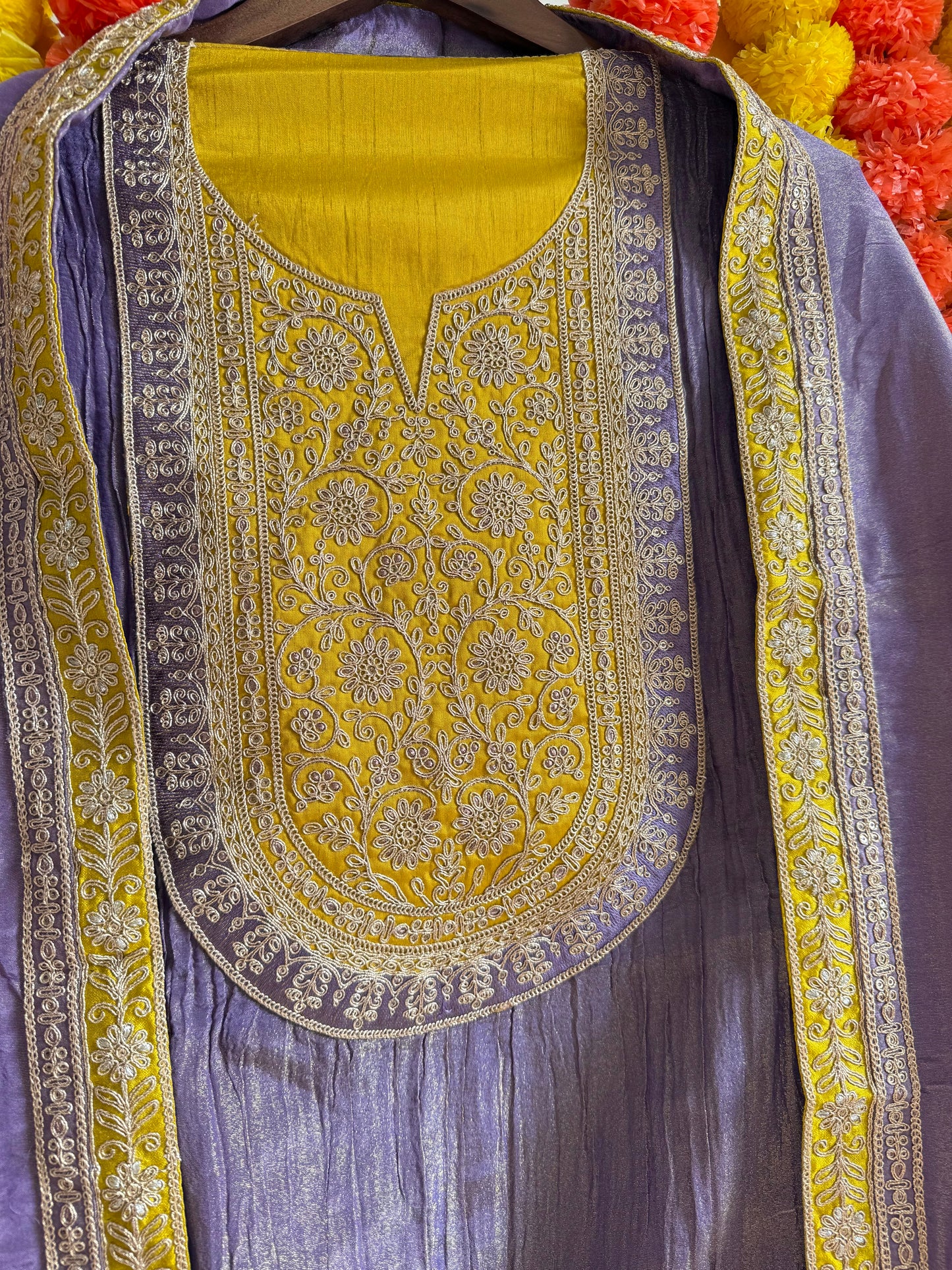 Crush tissue marori aari work suit