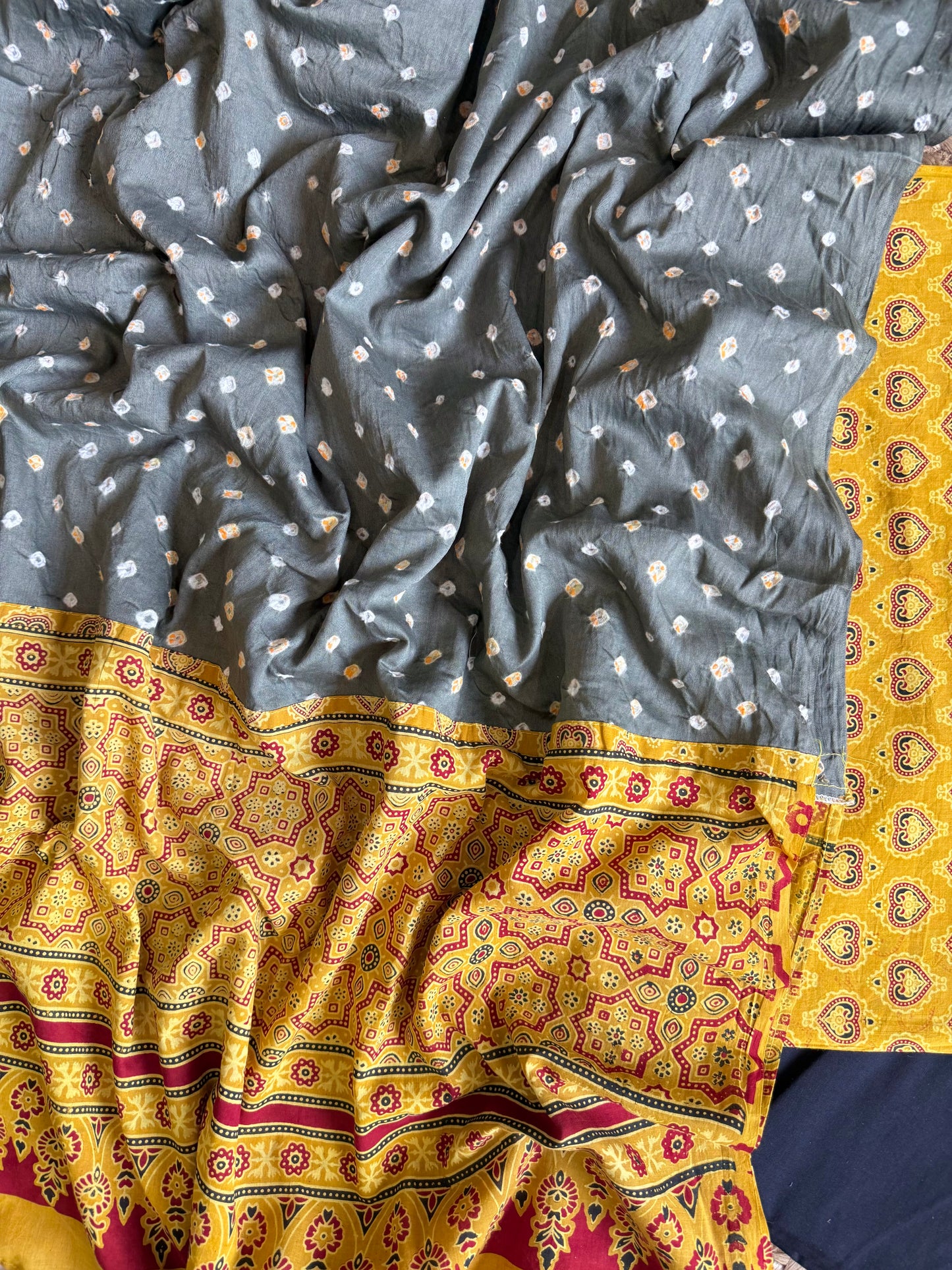 Pure cotton ajrakh bandhani suits