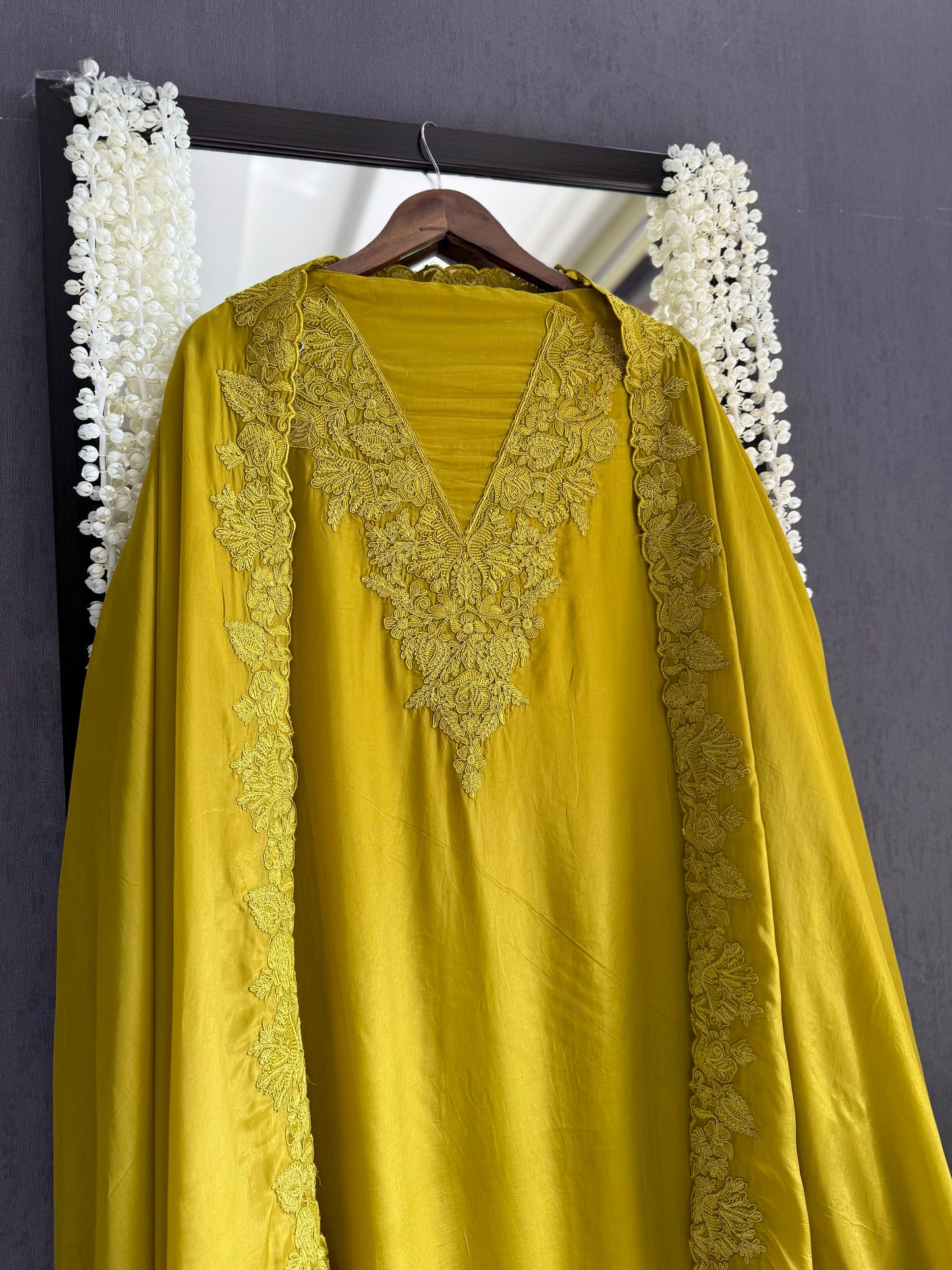 Luxurious aari work organza suit