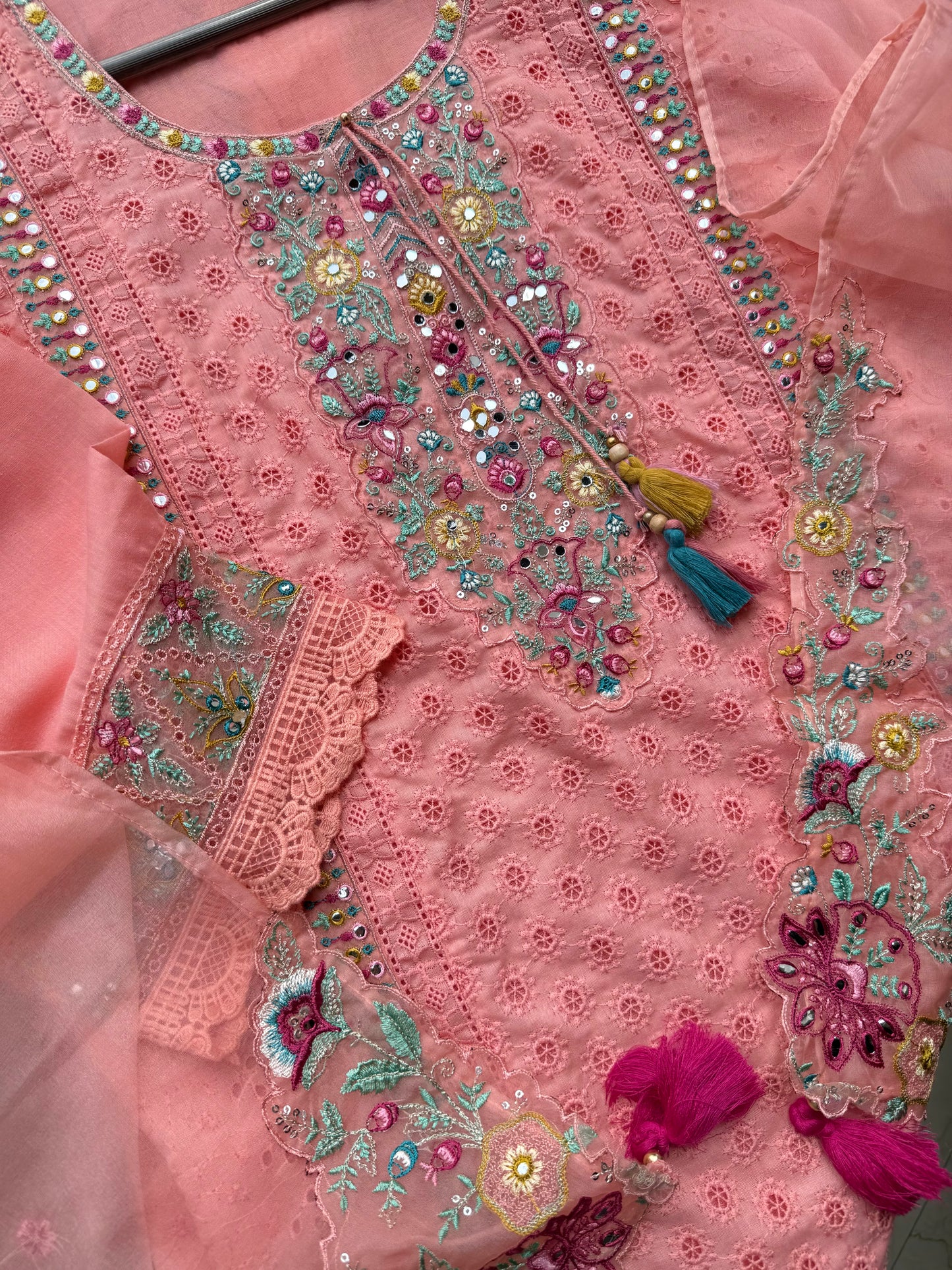 Cotton schiffili designer suit