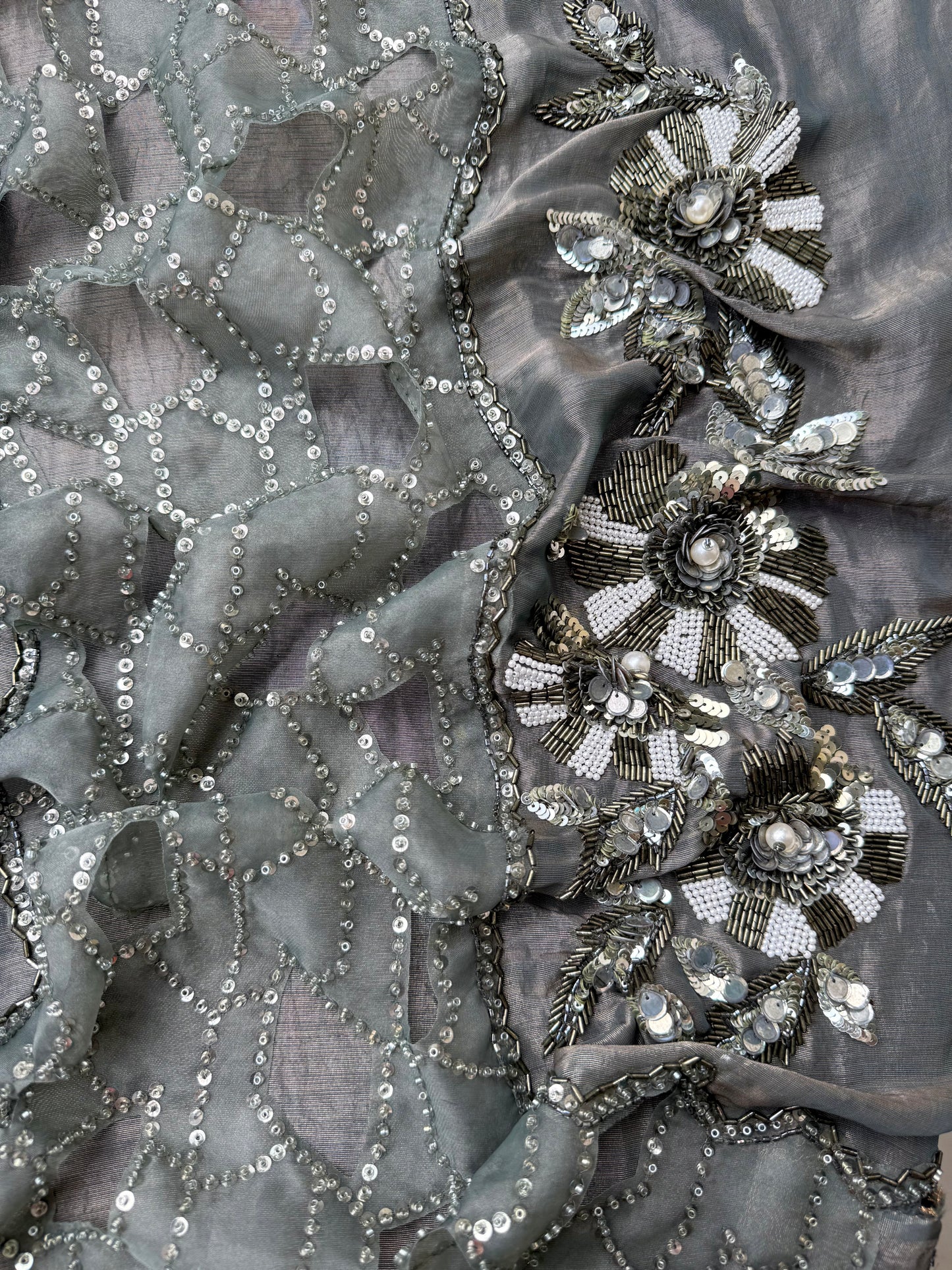 Luxurious cutwork Tissue silk suit