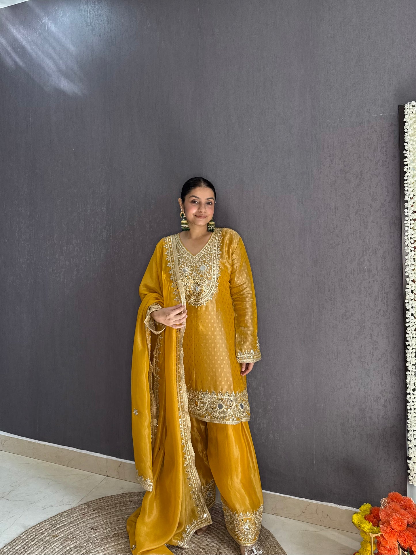 Luxurious mirrorwork farshi salwar set