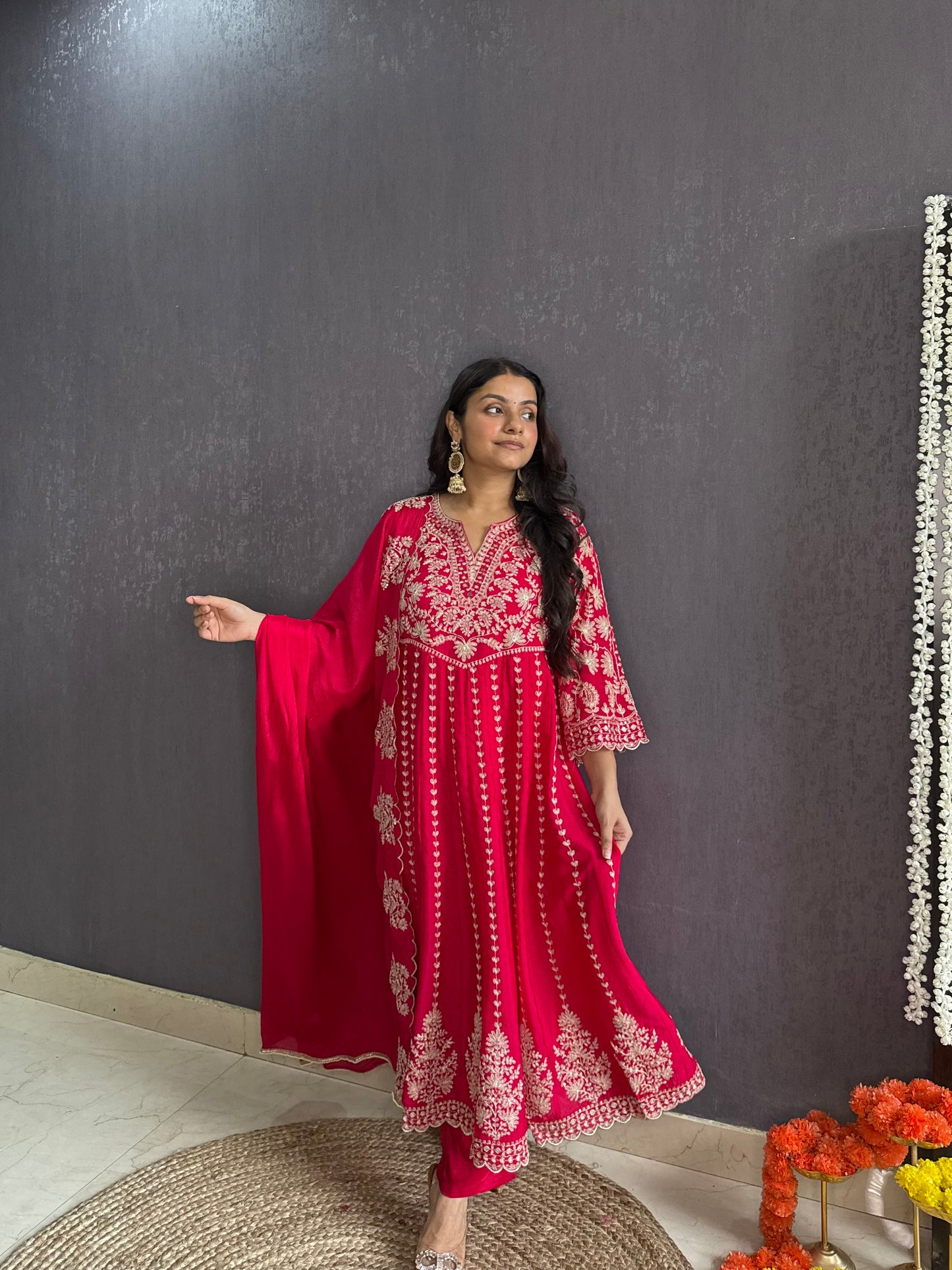 Kalidaar aari work Anarkali set