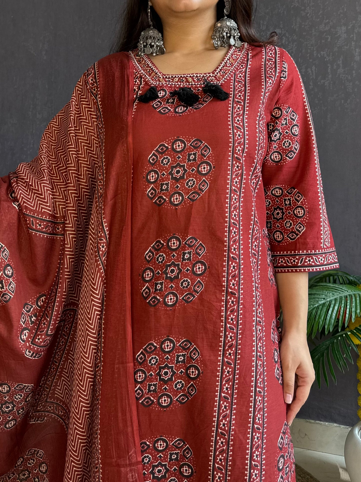 Pure cotton ajrakh print suit set