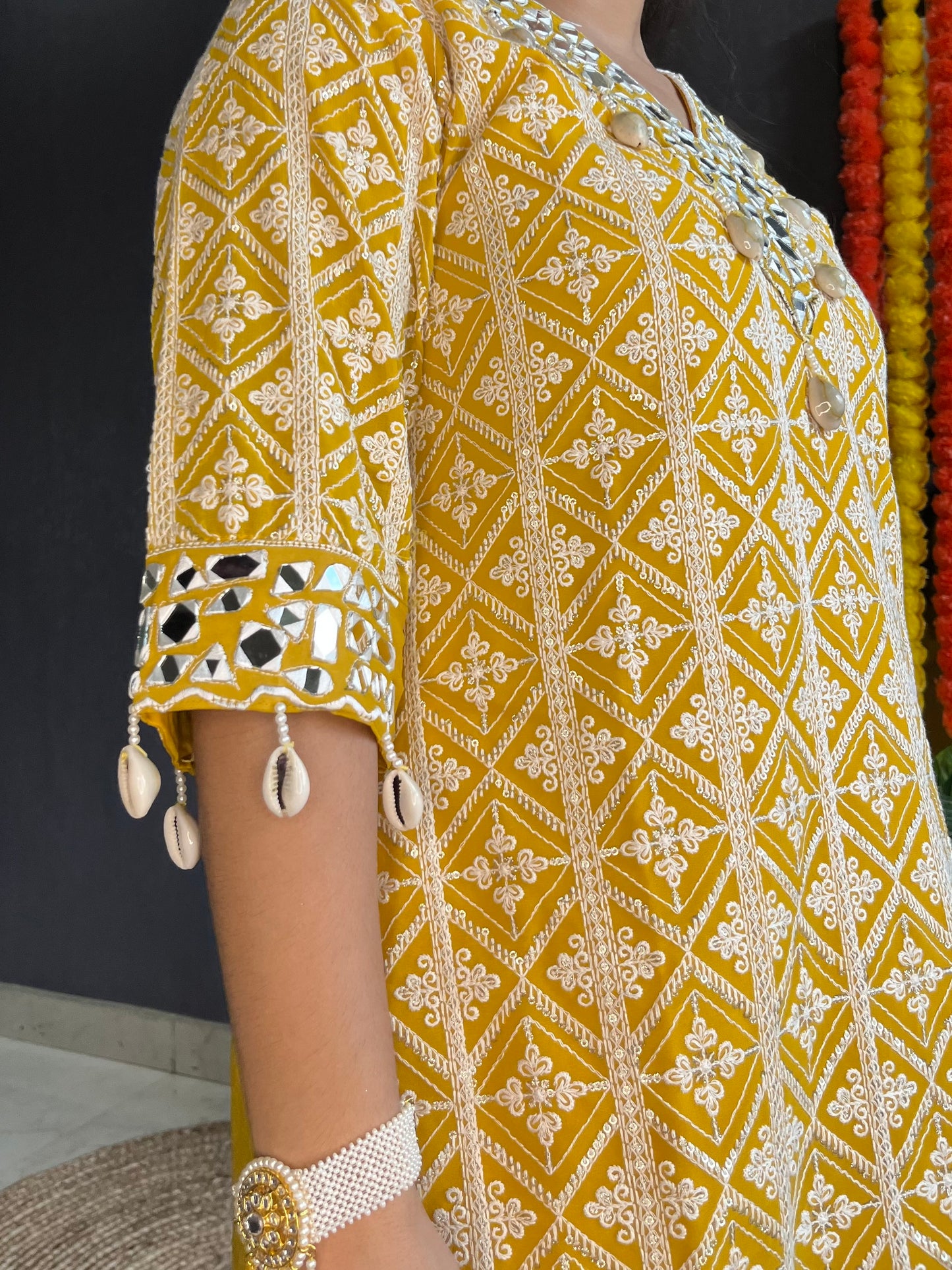 Lucknowi mirrorwork festive Coord set