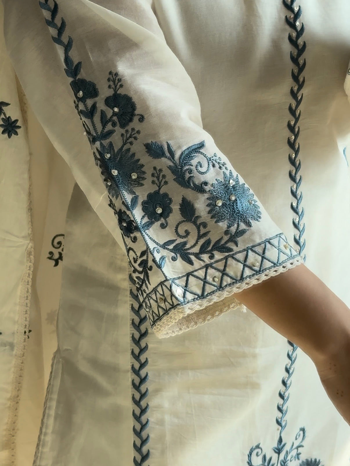 Mul cotton designer pearl suit