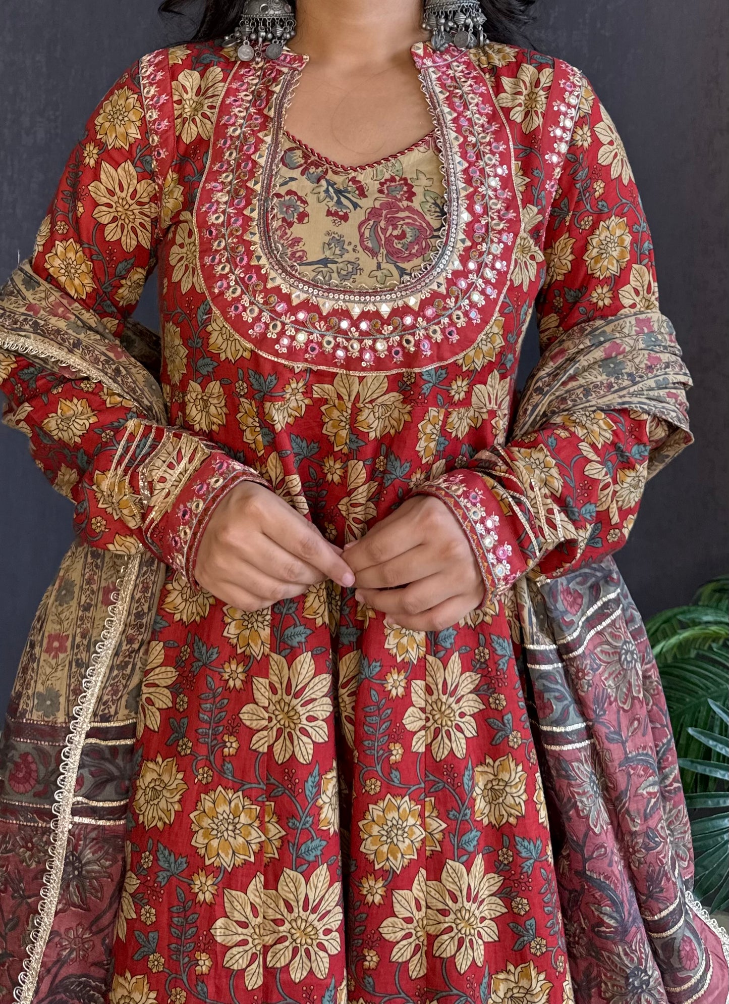 Pure cotton gota double Anarkali