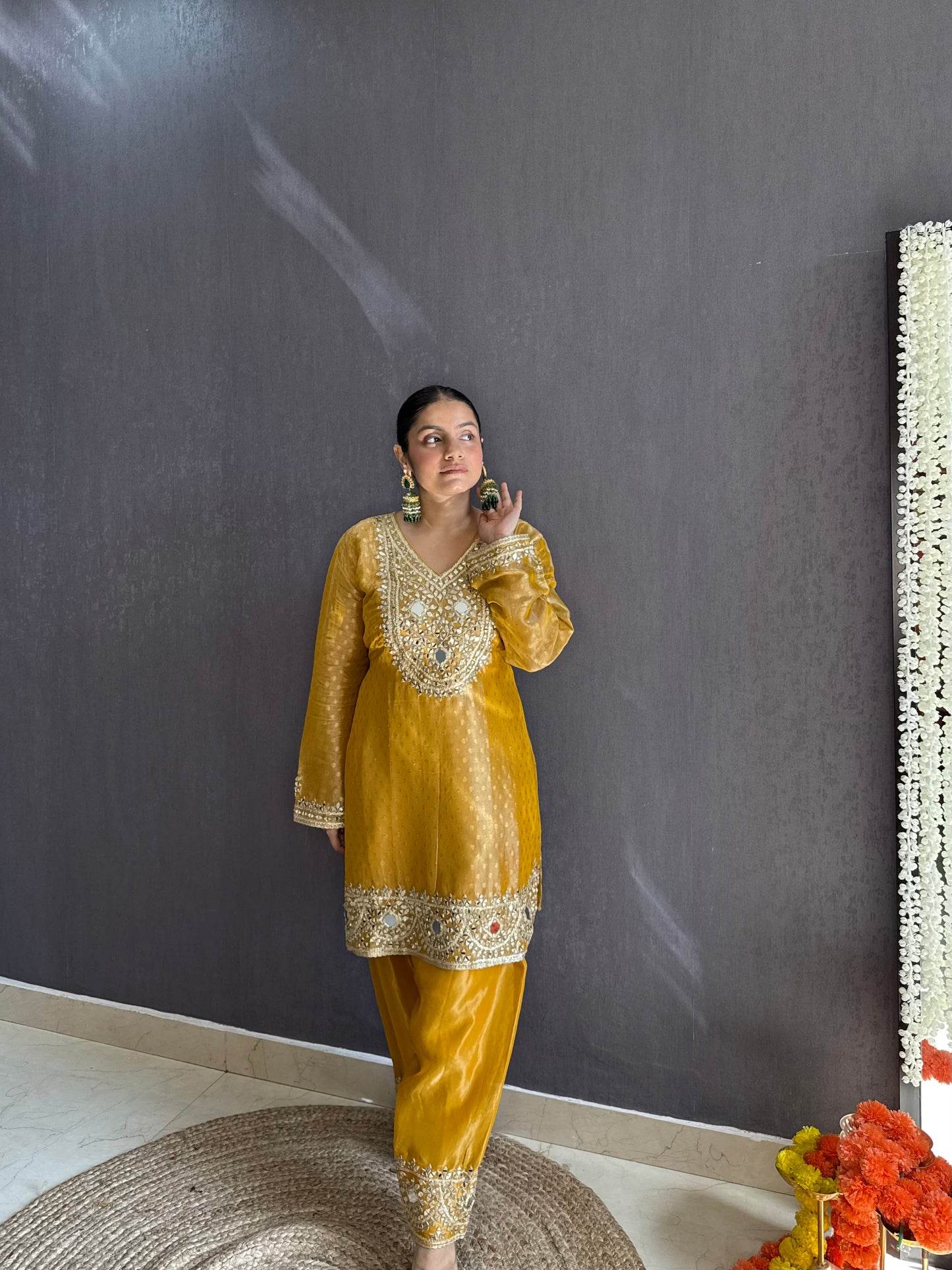 Luxurious mirrorwork farshi salwar set