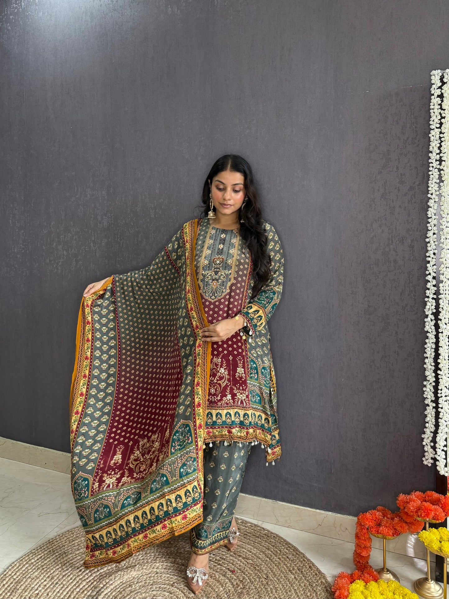 Digitally printed high low Suit