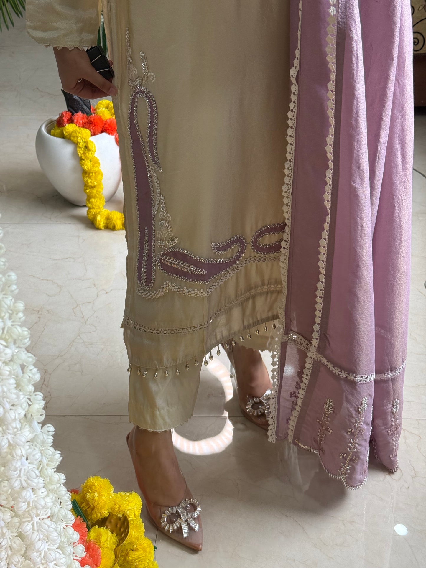 Tissue silk Handwork suit set