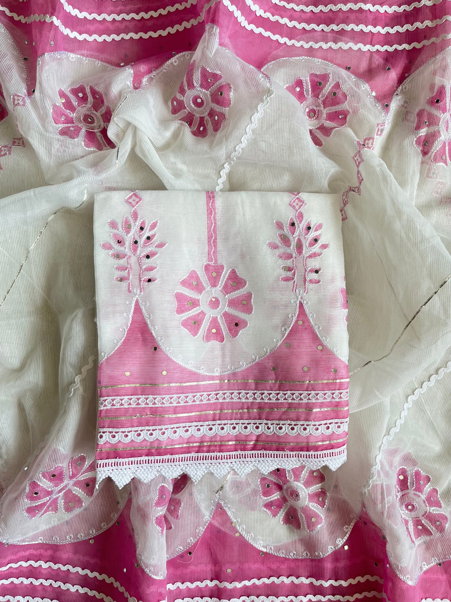 Kota doria aari work handpainted suits
