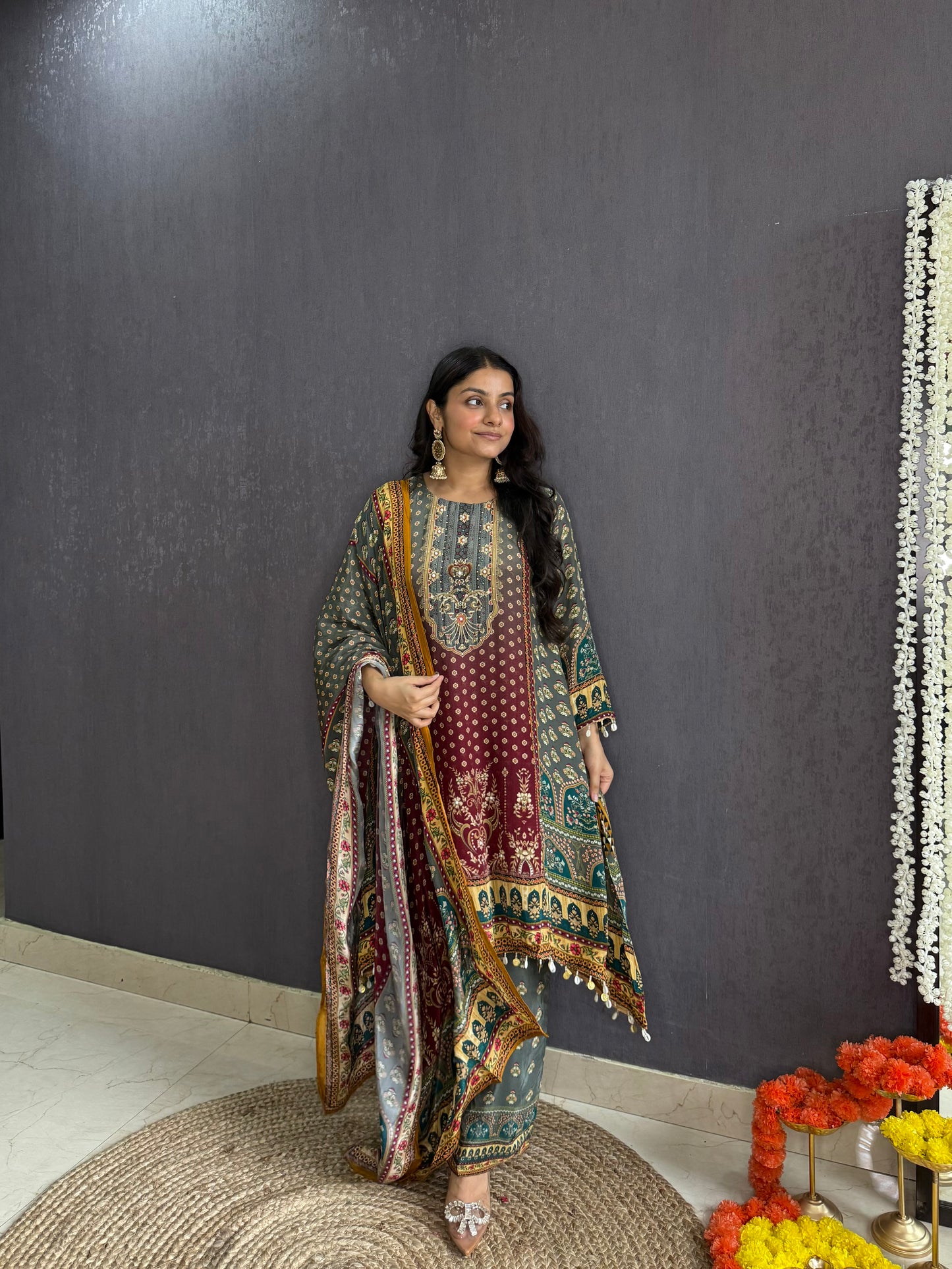 Digitally printed high low Suit