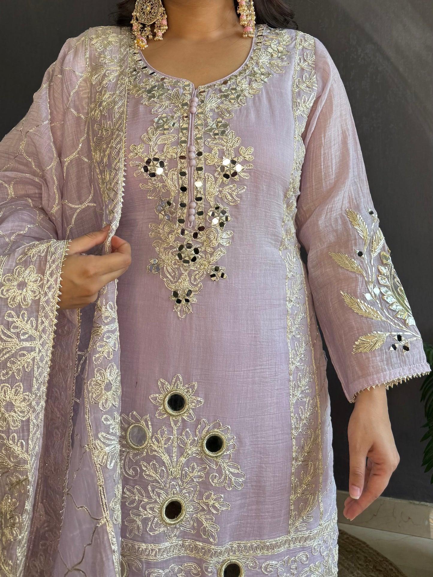 Luxurious mul cotton gotapatti sharara set