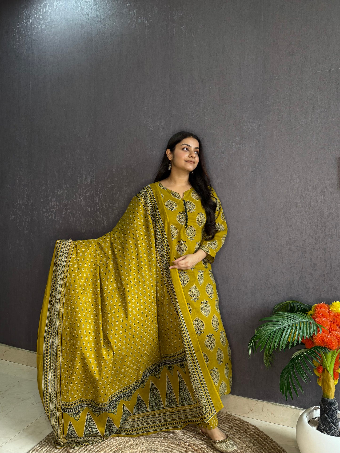 Pure cotton anaar ajrakh print suit set