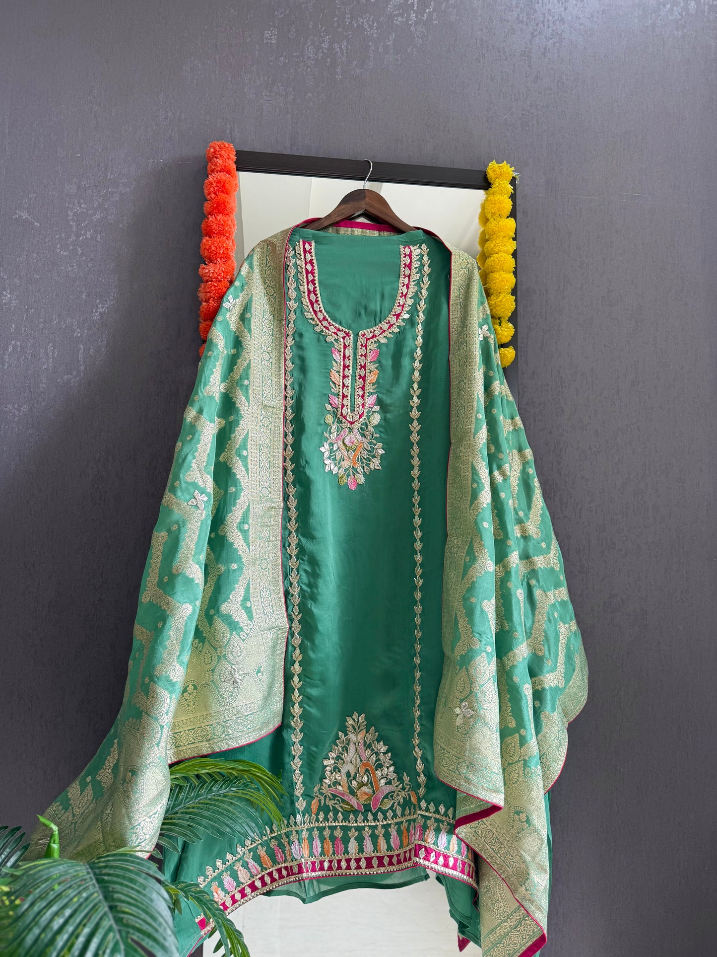 Luxurious Gotapatti satin silk suit