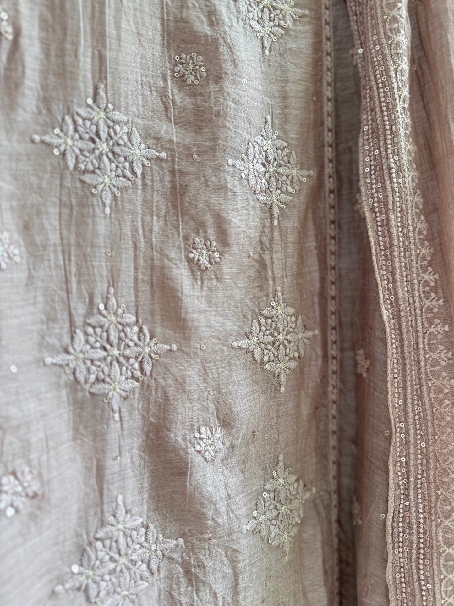 Luxurious Mul chanderi lucknowi handwork suit