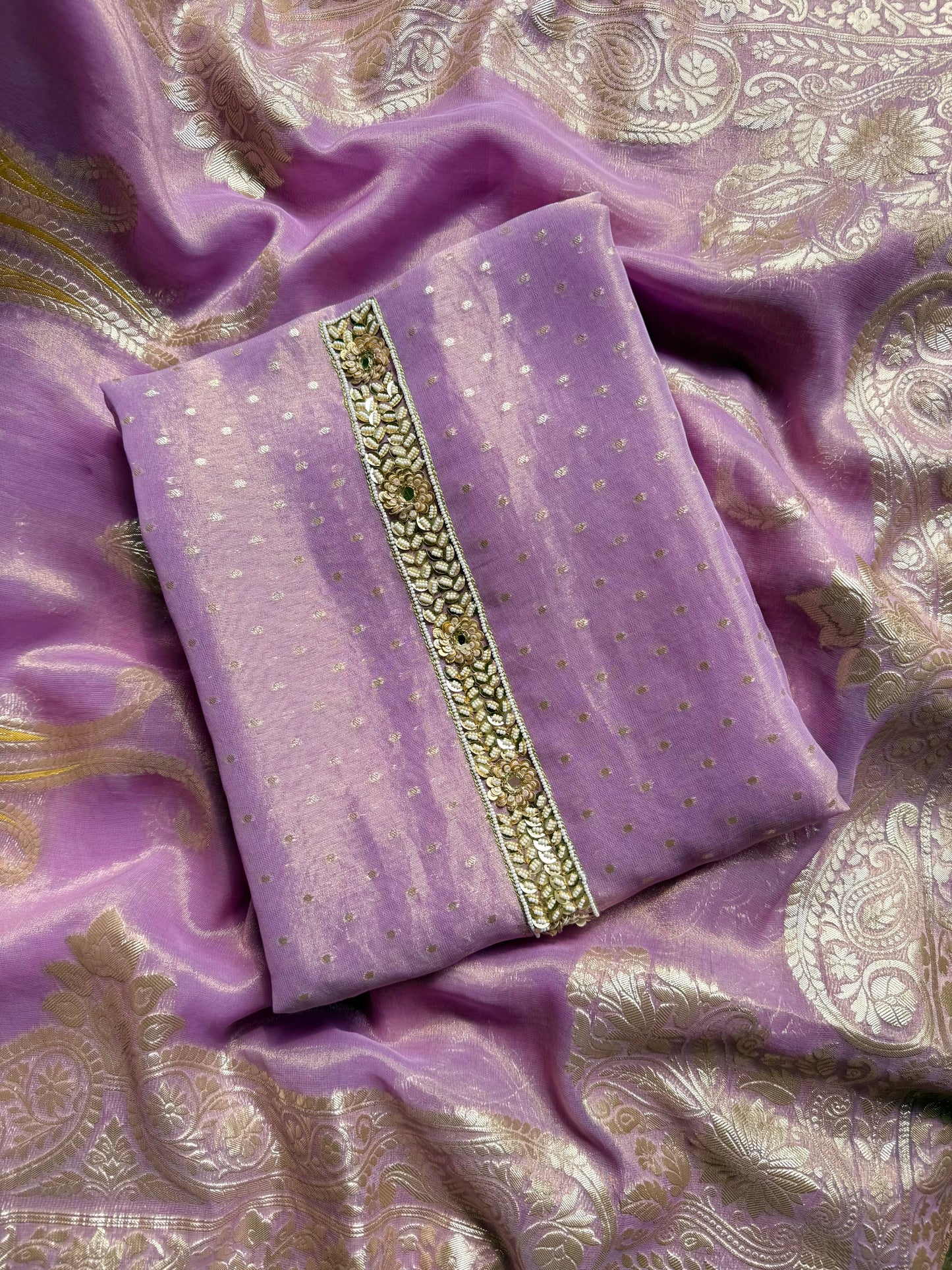 Luxurious handwork Tissue Benarsi silk suit