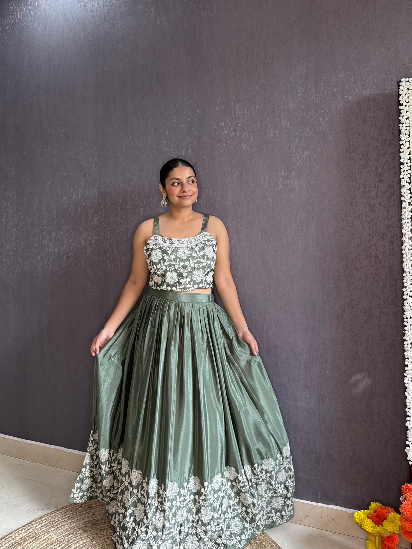 Lehenga jacket lucknowi embroidered dress