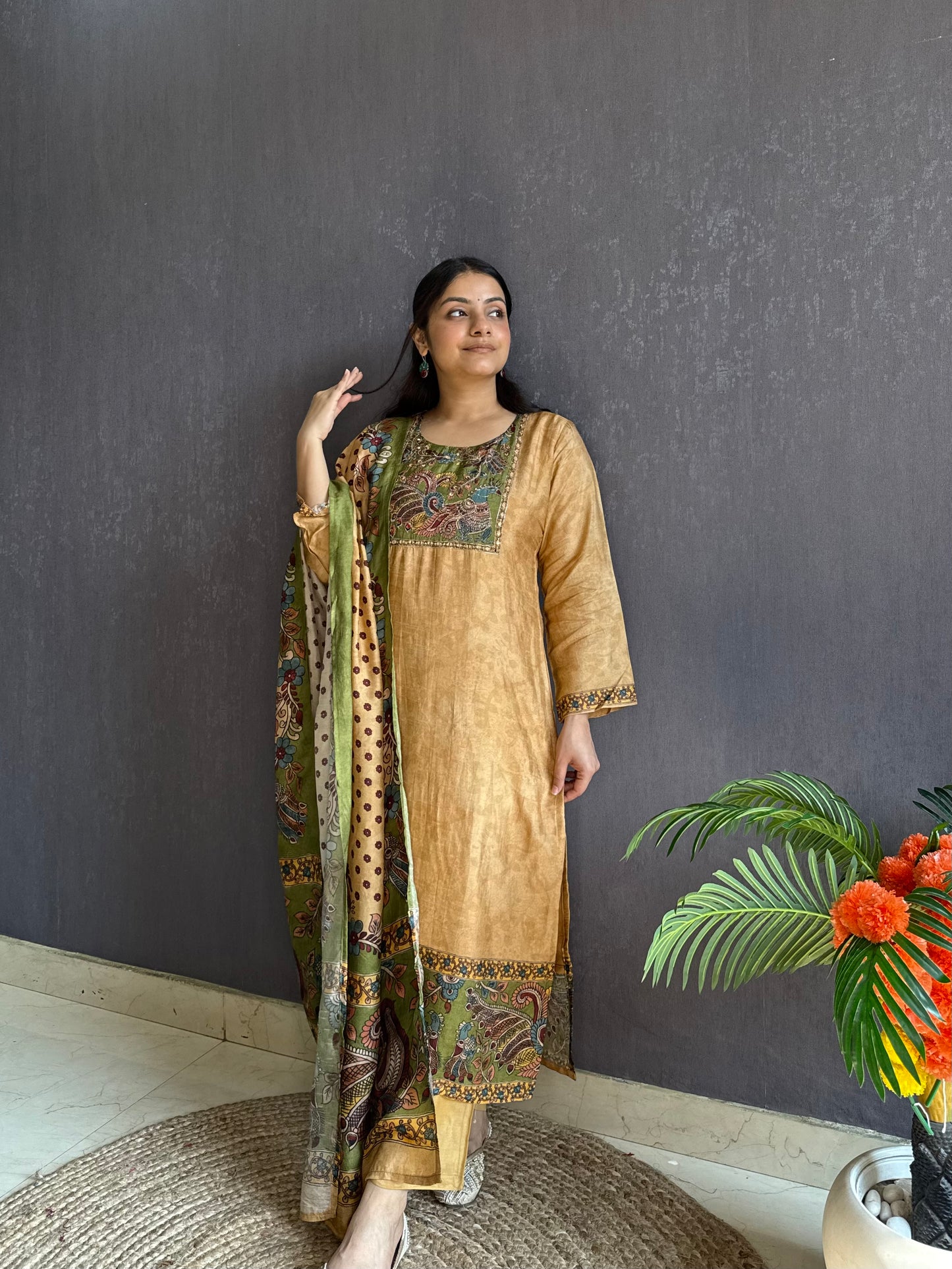 Tussar kalamkari suit set