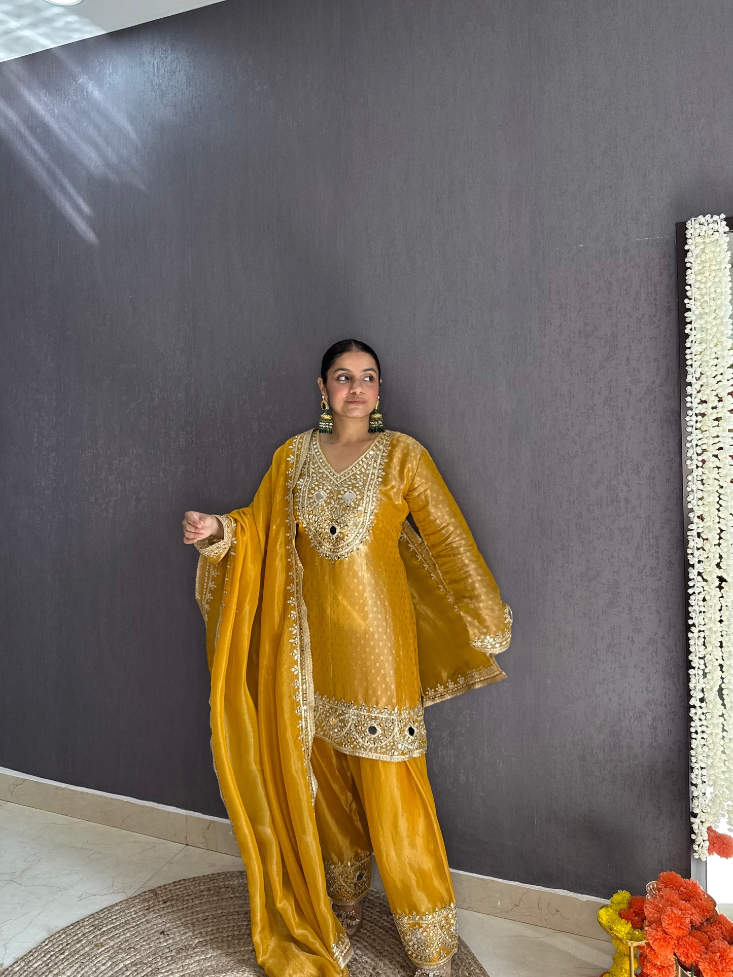 Luxurious mirrorwork farshi salwar set