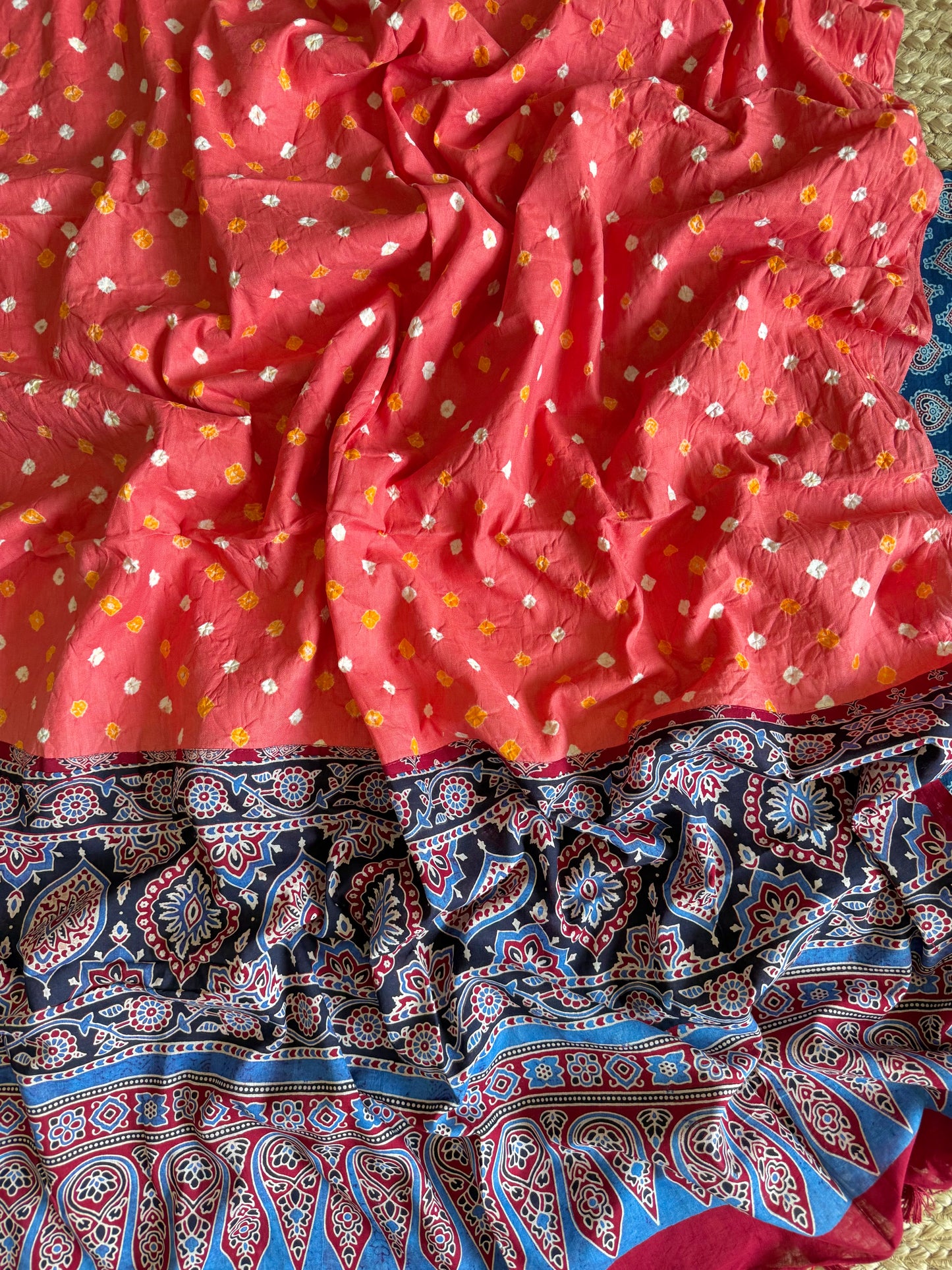 Pure cotton ajrakh bandhani suits