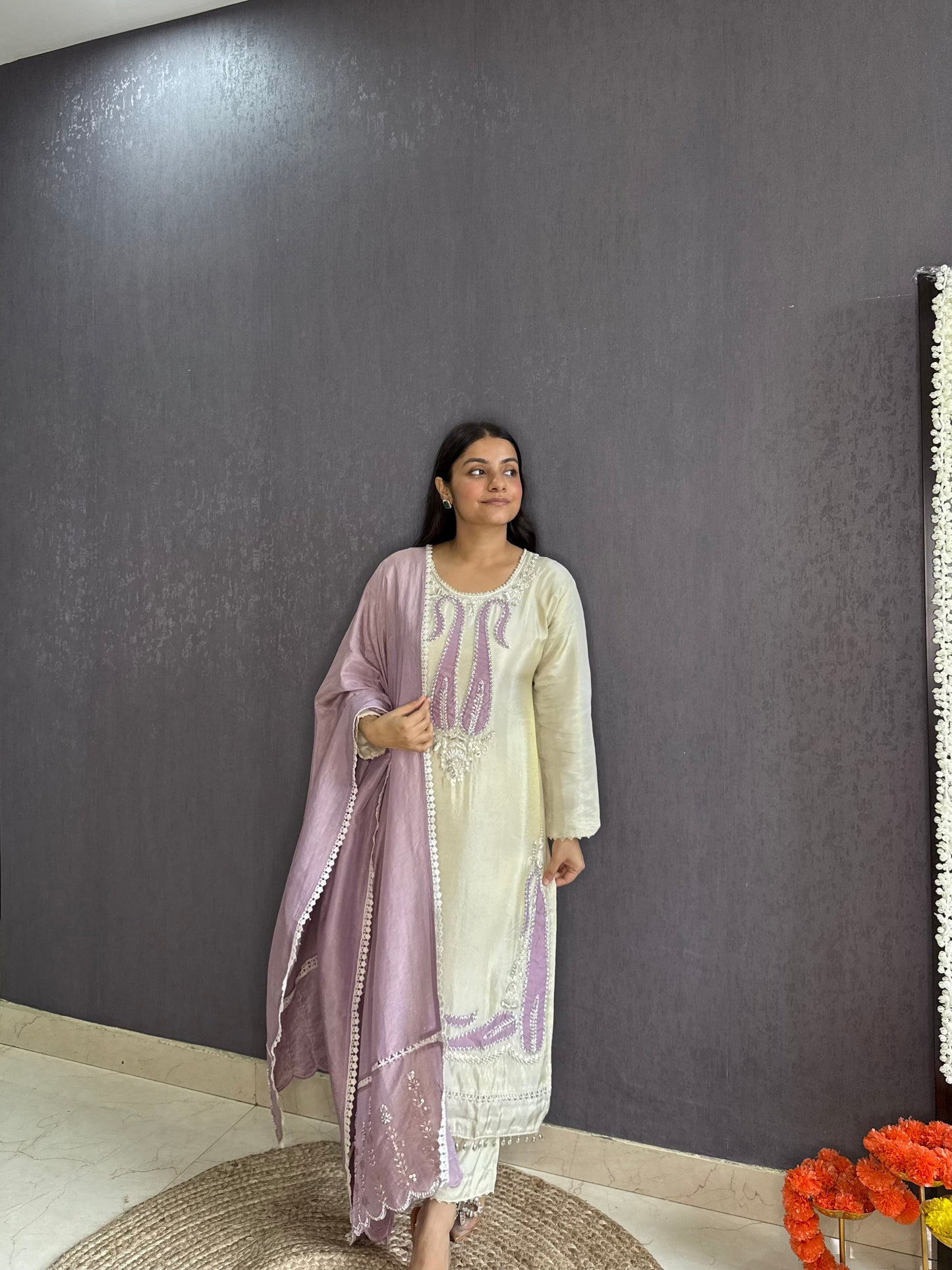 Tissue silk Handwork suit set