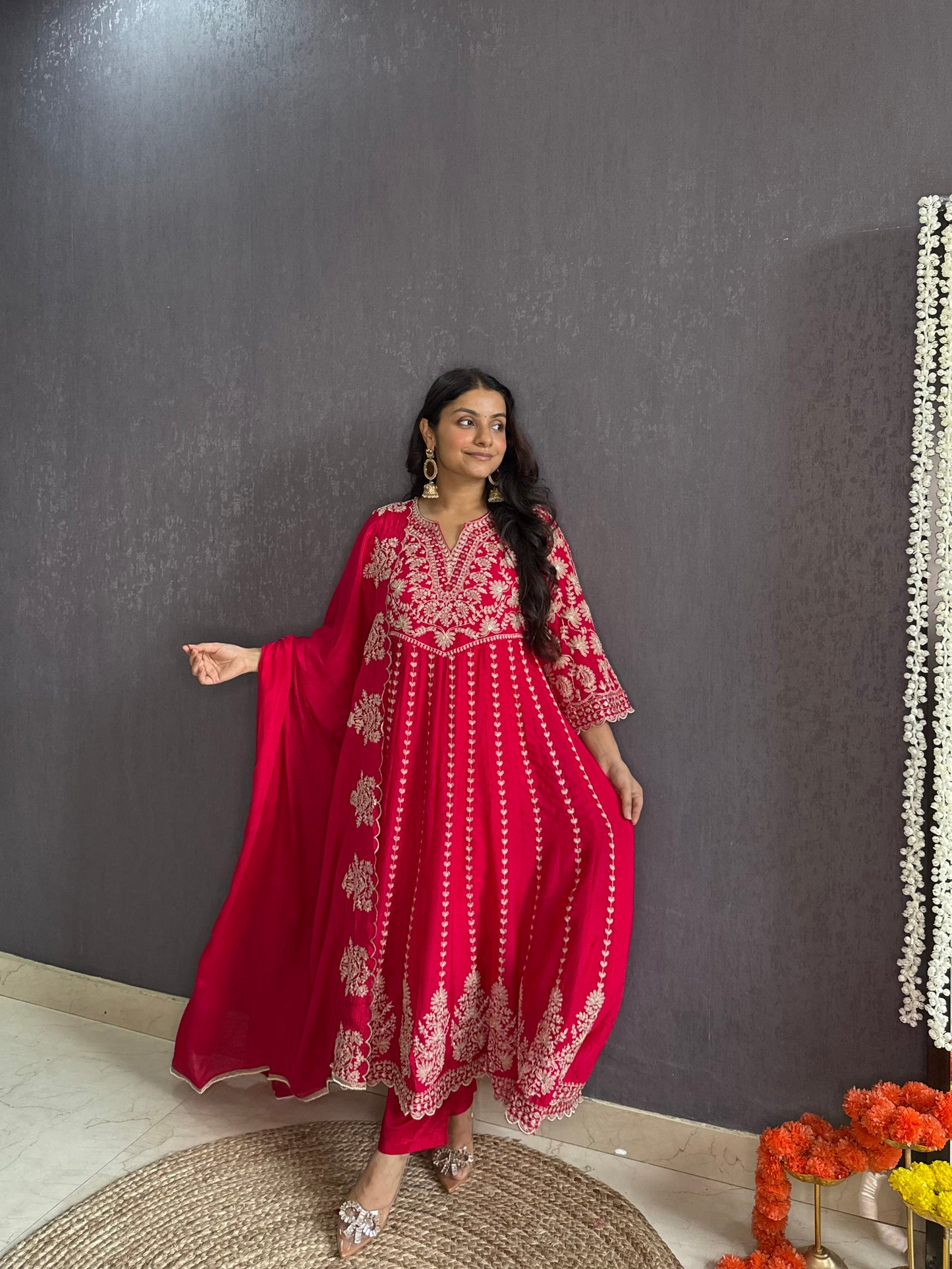 Kalidaar aari work Anarkali set