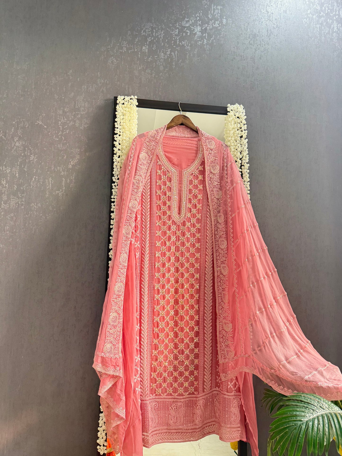 Lucknowi crystal handwork suit